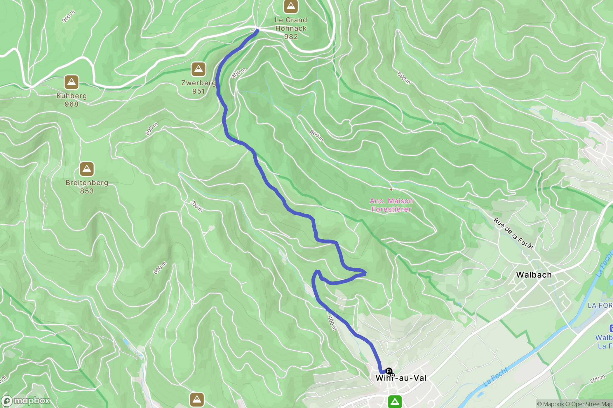 Wihr-au-Val : carte du parcours de randonnée - France