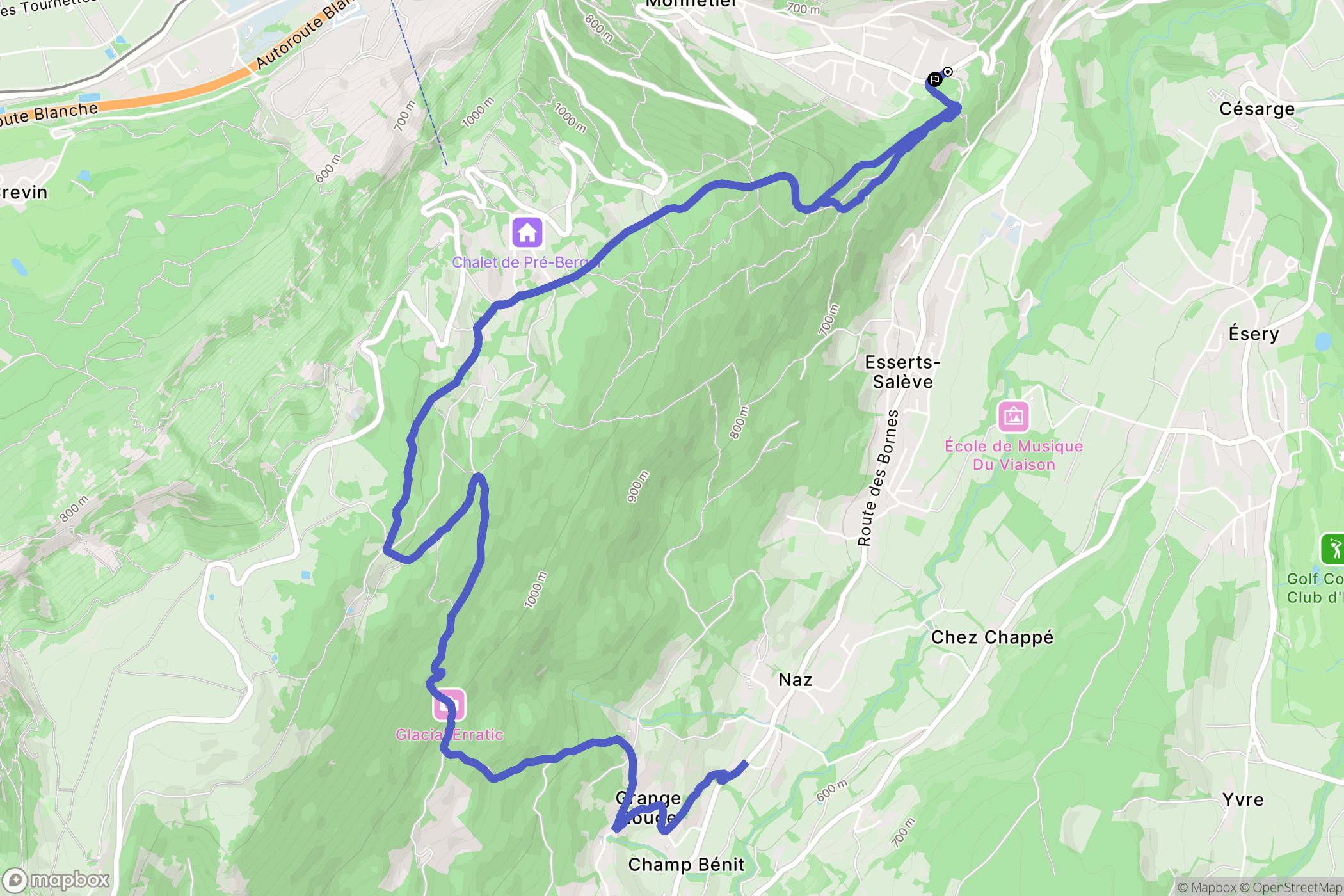 Monnetier-Mornex : carte du parcours de randonnée - France