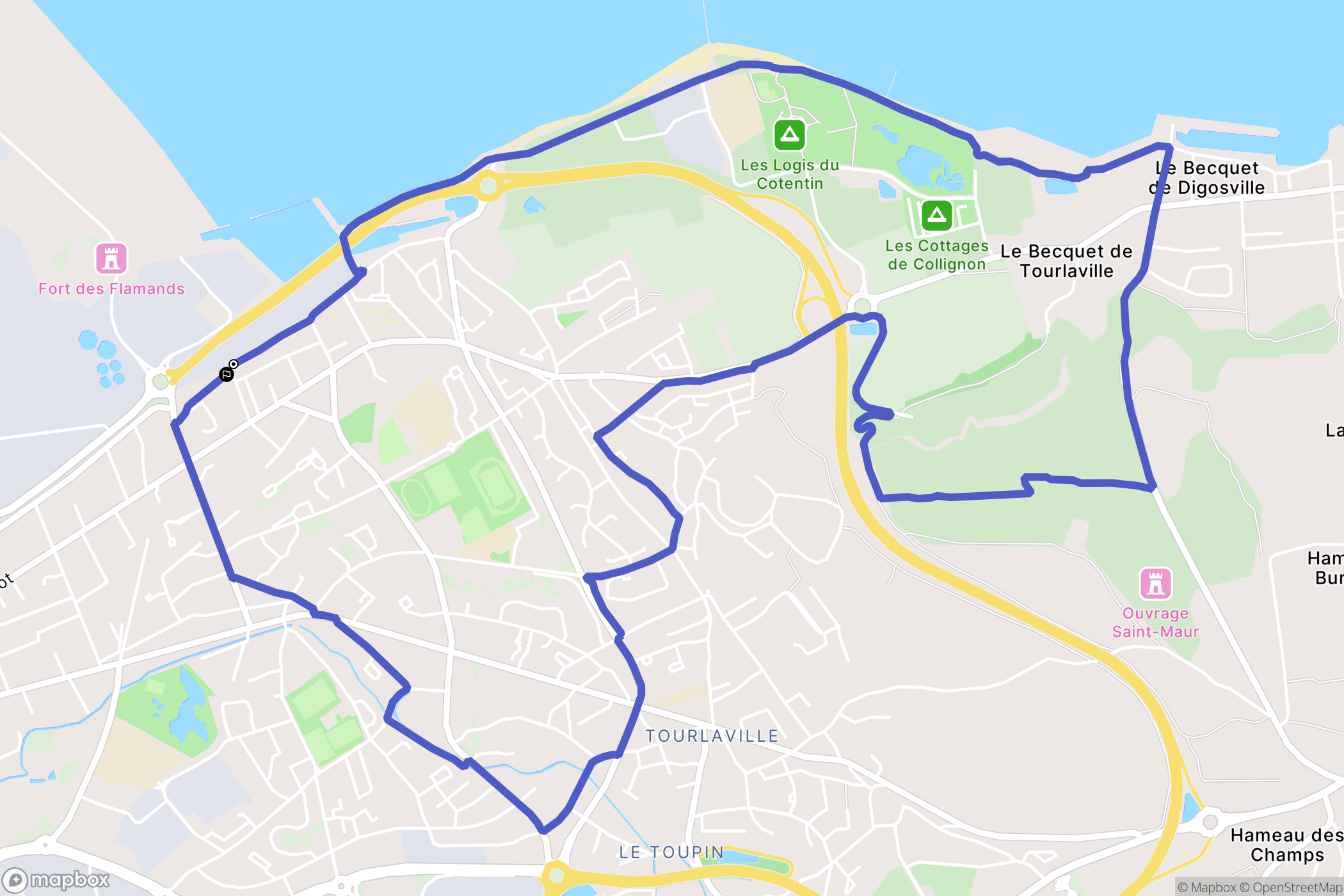 Cherbourg-en-Cotentin : carte du parcours de randonnée - France