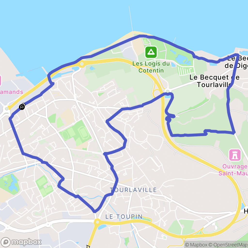 Cherbourg-en-Cotentin : carte du parcours de randonnée - France