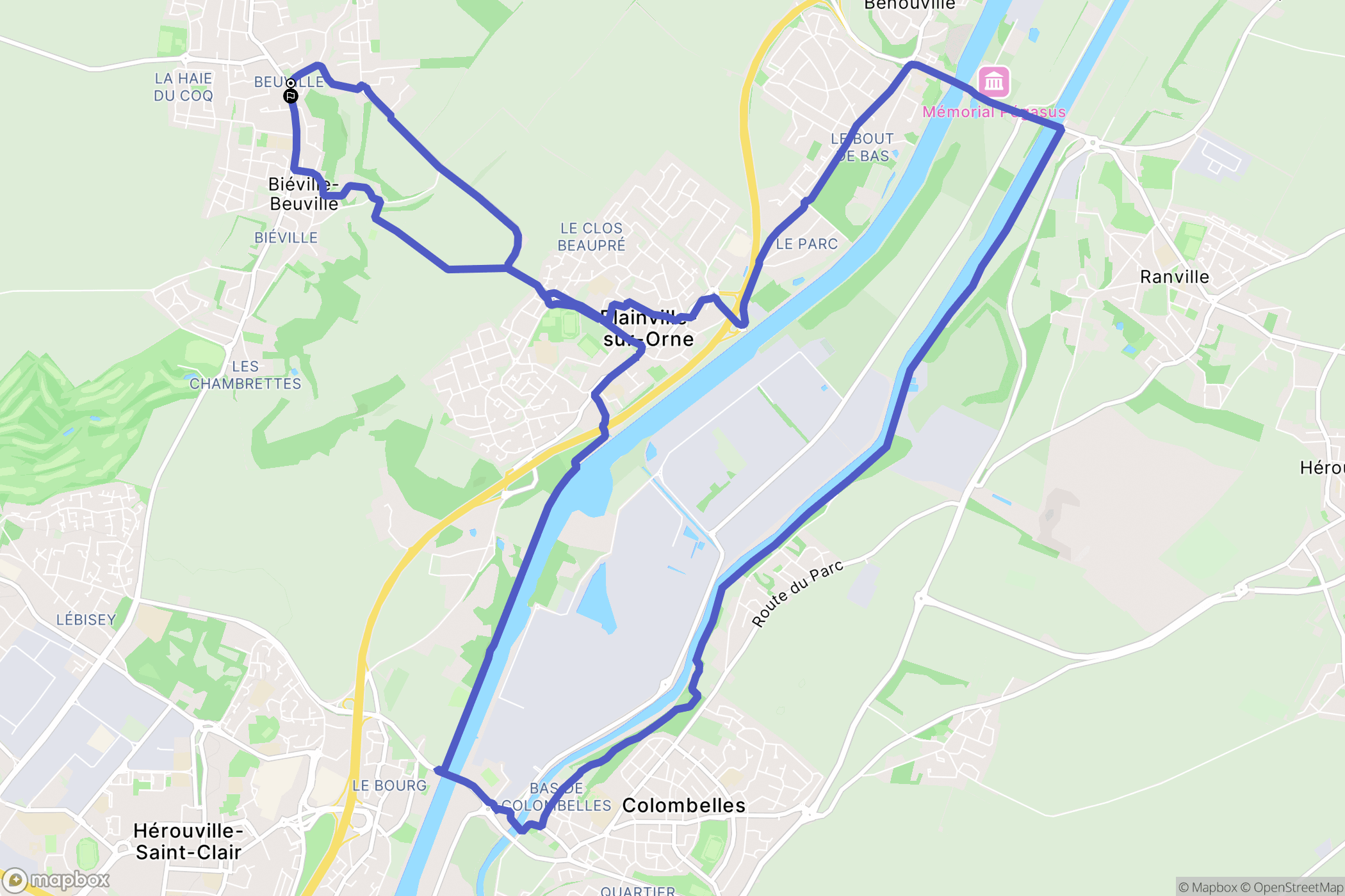 Biéville-Beuville : carte du parcours de randonnée - France
