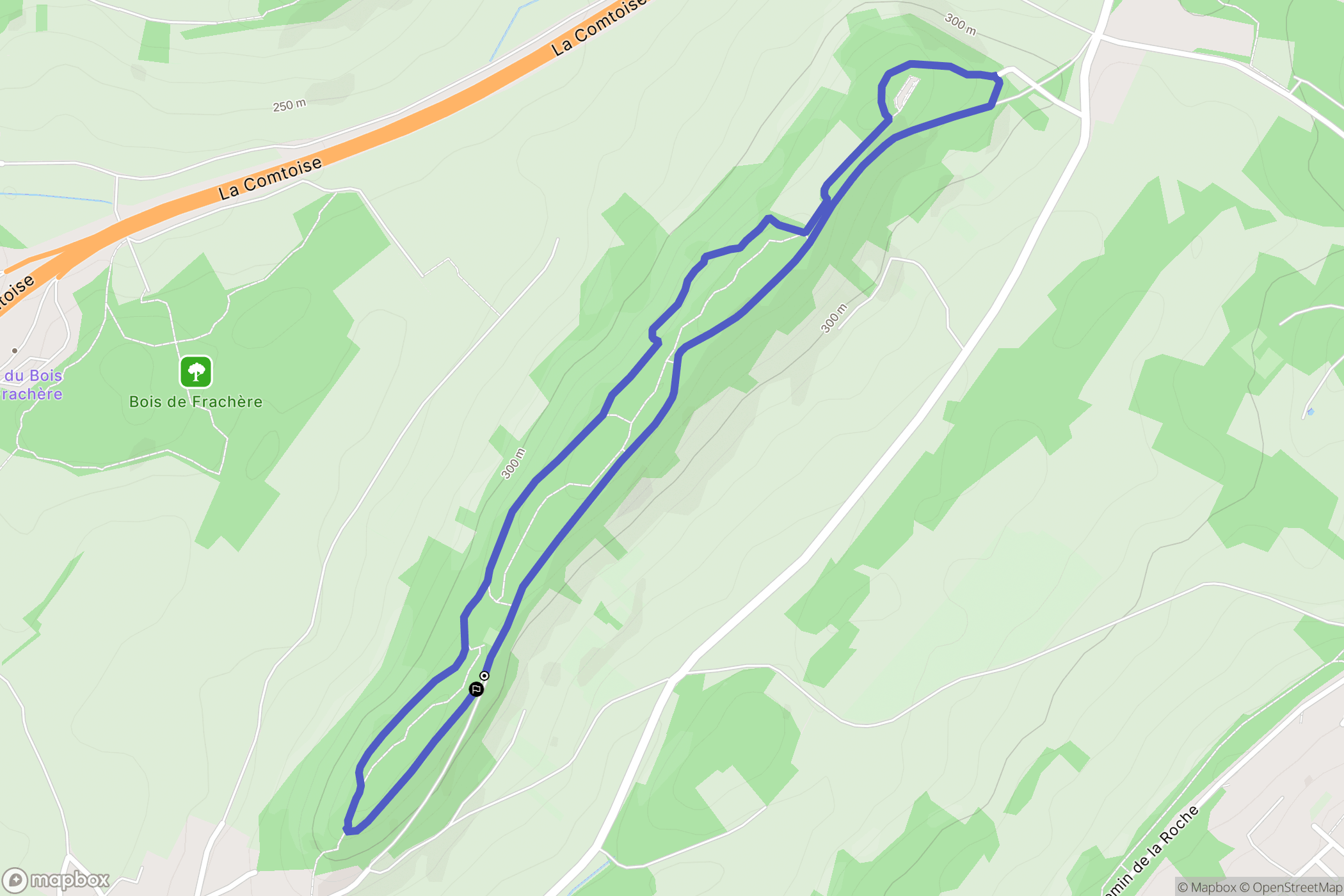 Pouilley-les-Vignes : carte du parcours de randonnée - France