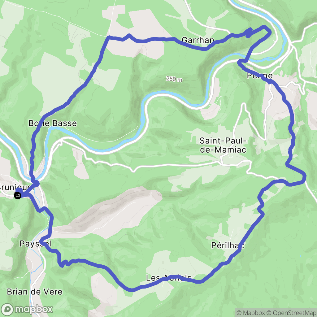 Bruniquel : carte du parcours de randonnée - France