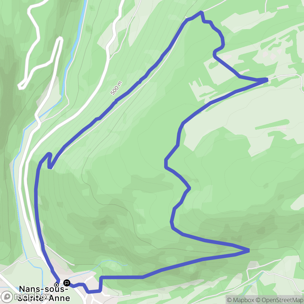 Nans-Sous-Sainte-Anne : carte du parcours de randonnée - France