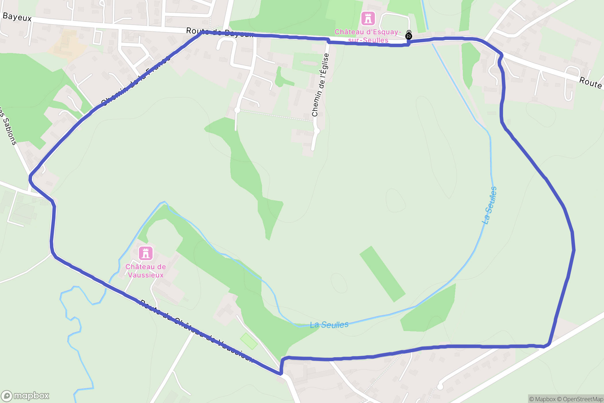 Esquay-sur-Seulles : carte du parcours de randonnée - France