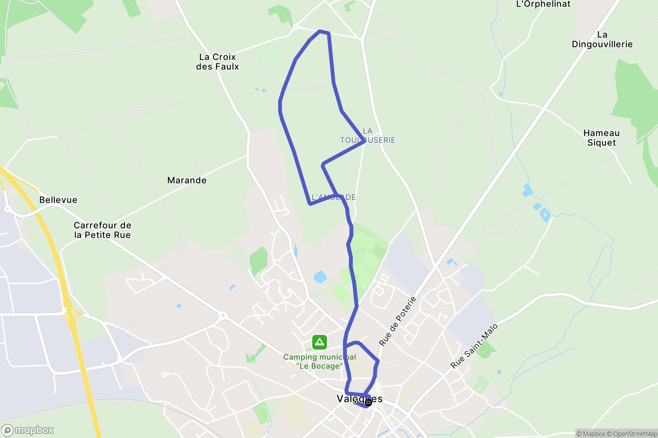 Valognes : carte du parcours de randonnée - France