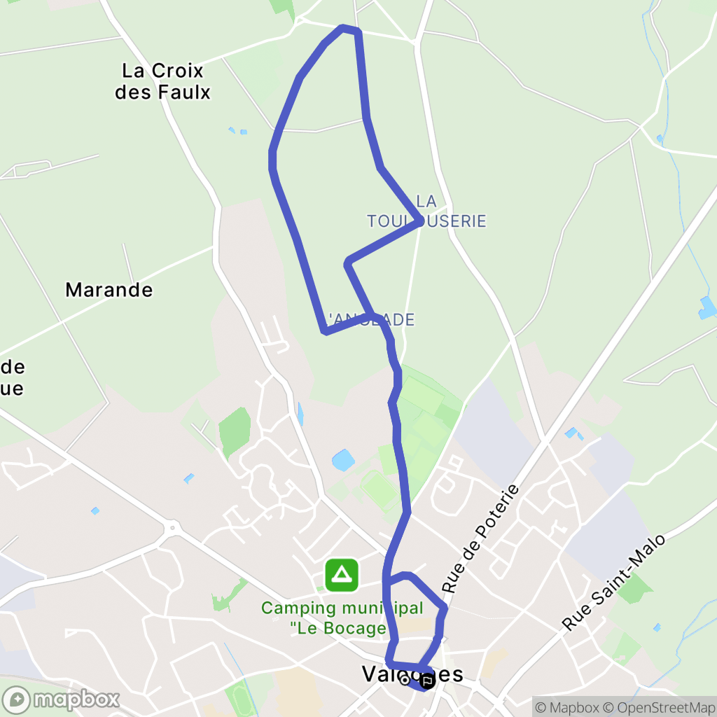 Valognes : carte du parcours de randonnée - France