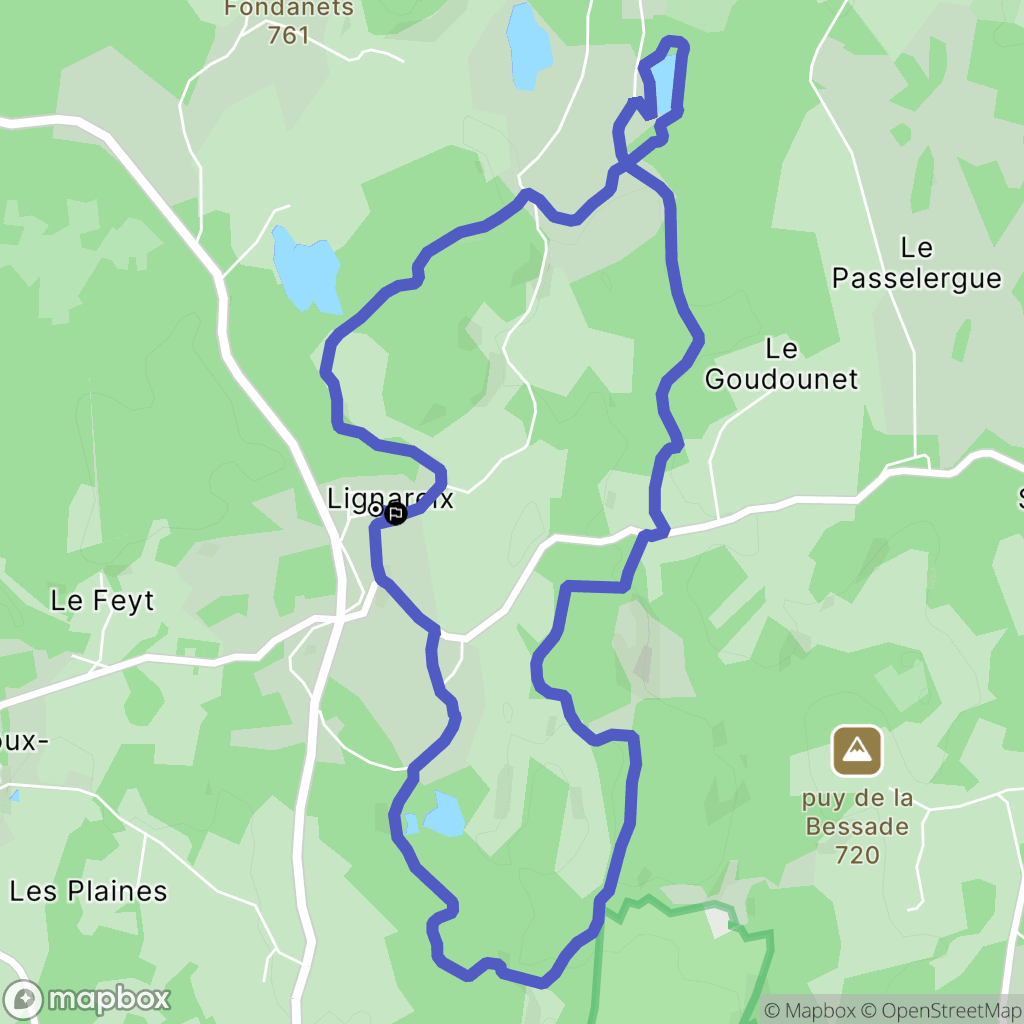 Lignareix : carte du parcours de randonnée - France