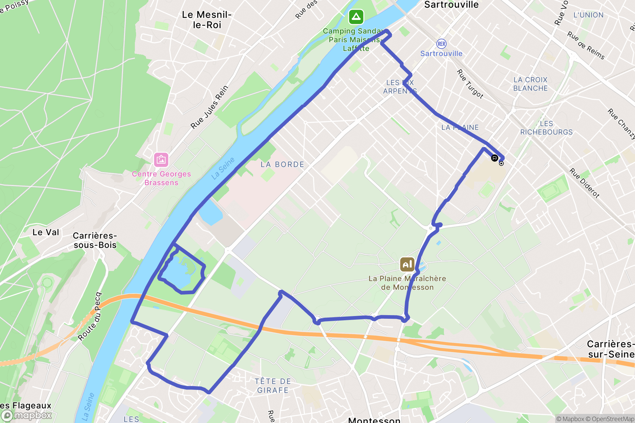 Sartrouville : carte du parcours de randonnée - France