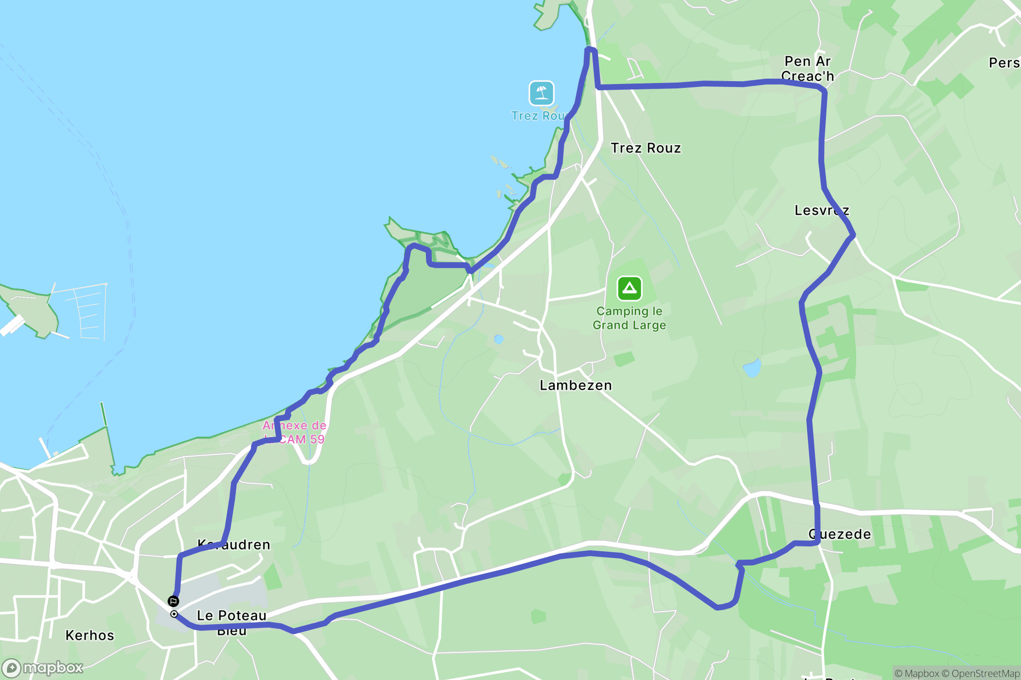 Camaret-sur-Mer : carte du parcours de randonnée - France