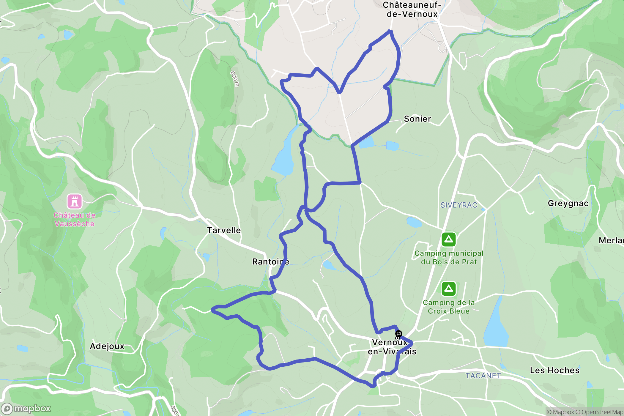 Vernoux-en-Vivarais : carte du parcours de randonnée - France