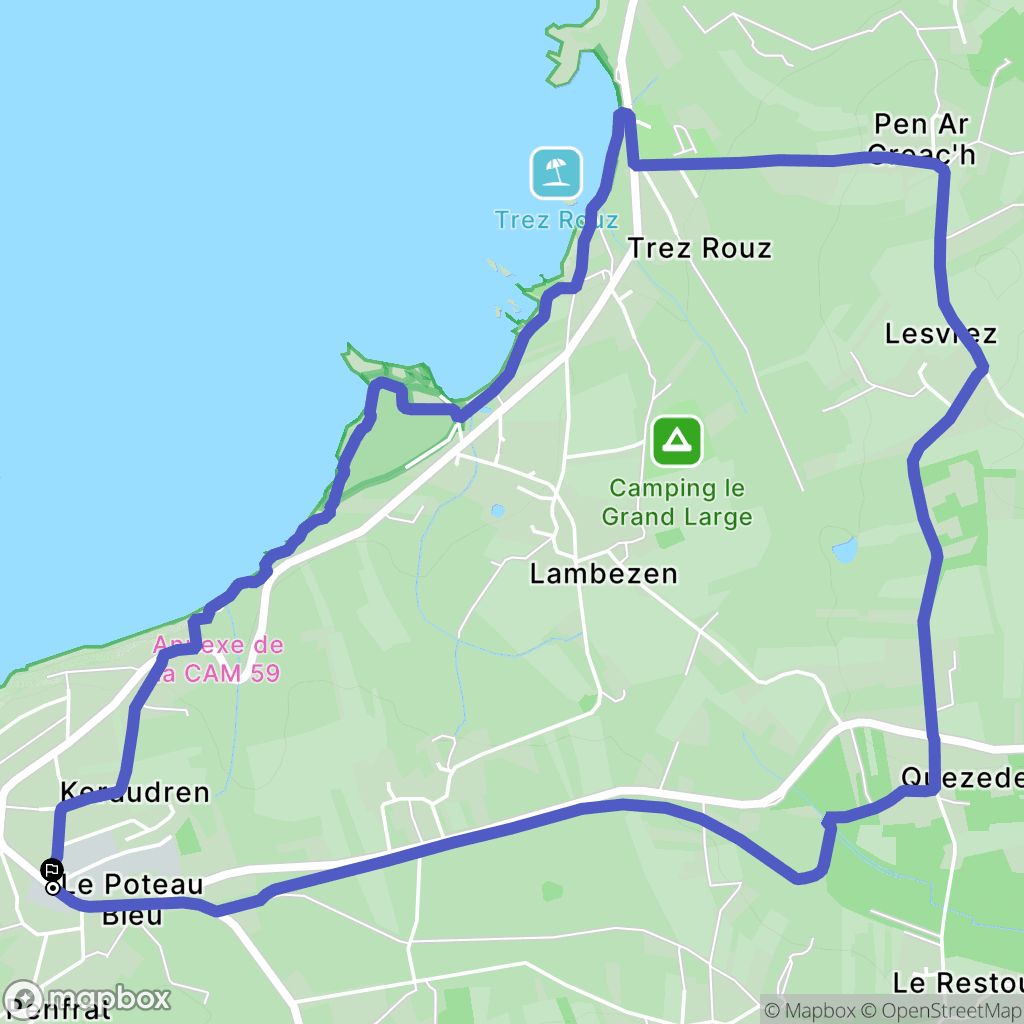Camaret-sur-Mer : carte du parcours de randonnée - France