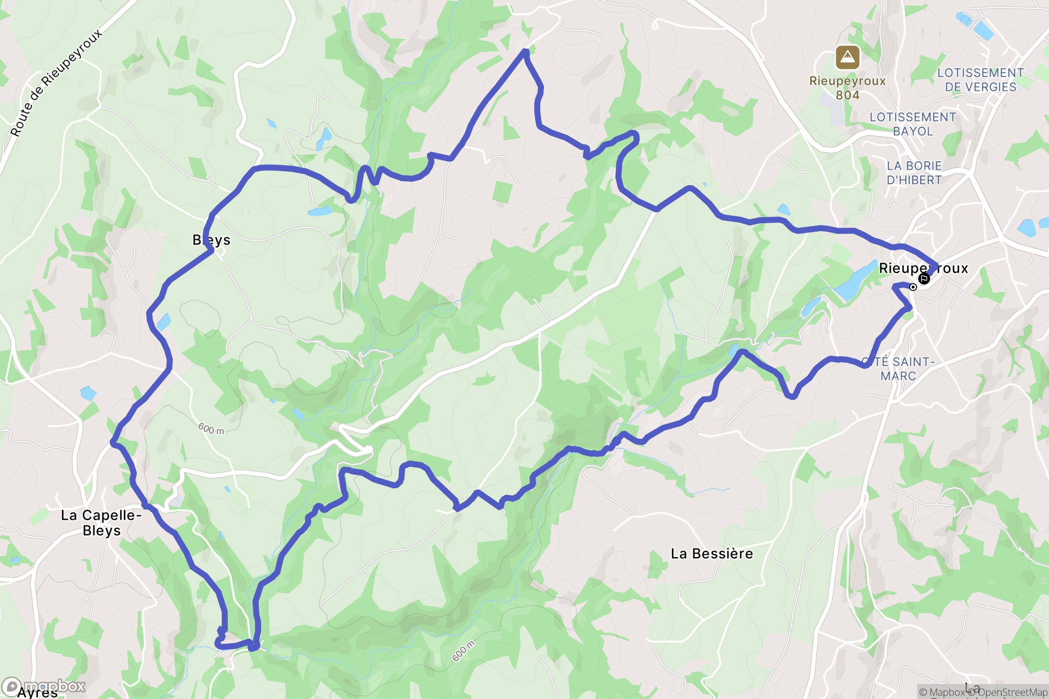 Rieupeyroux : carte du parcours de randonnée - France
