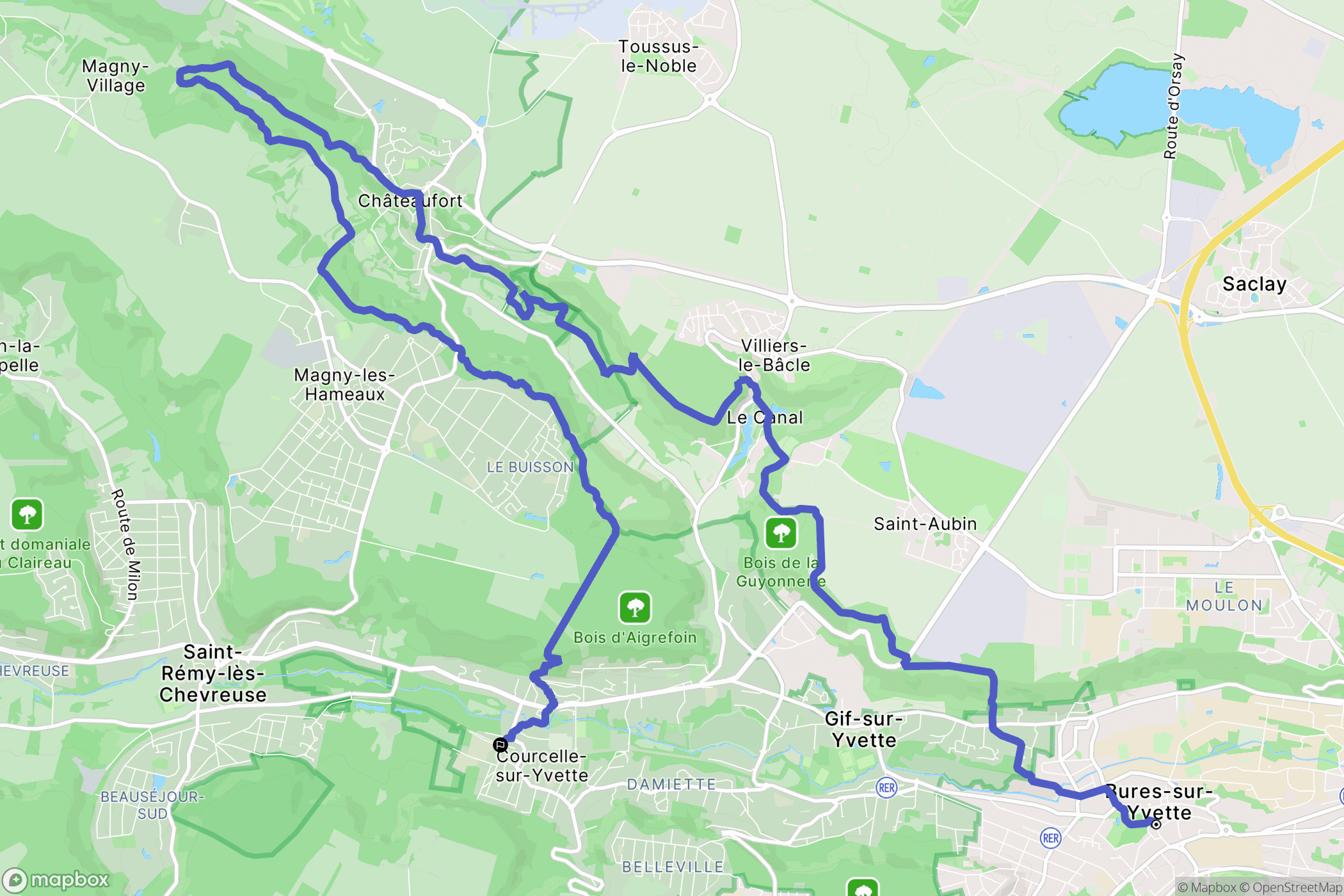 Bures-sur-Yvette : carte du parcours de randonnée - France