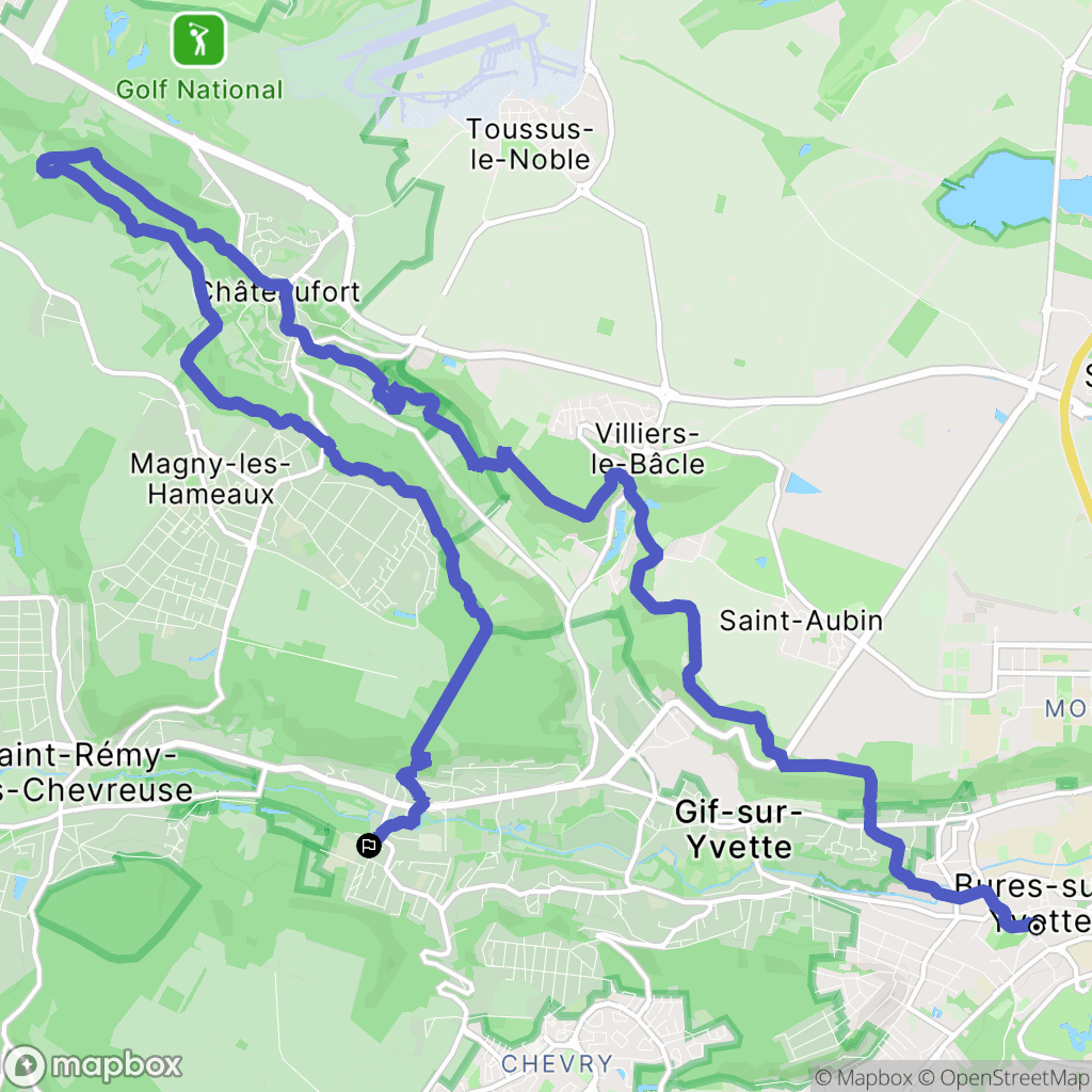 Bures-sur-Yvette : carte du parcours de randonnée - France