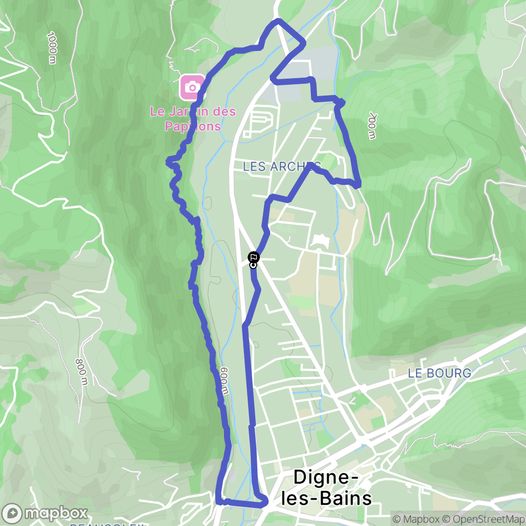 Digne-les-Bains : carte du parcours de randonnée - France