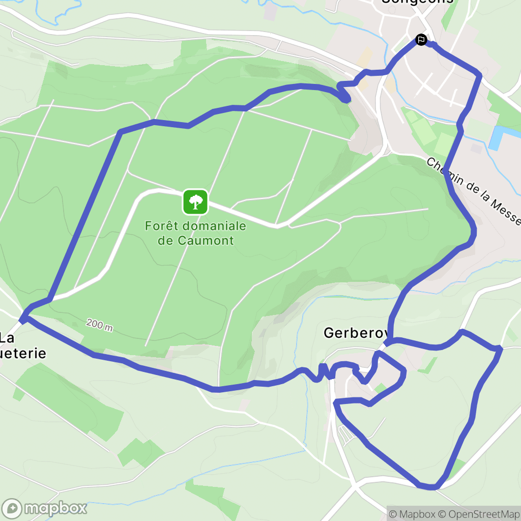 Songeons : carte du parcours de randonnée - France