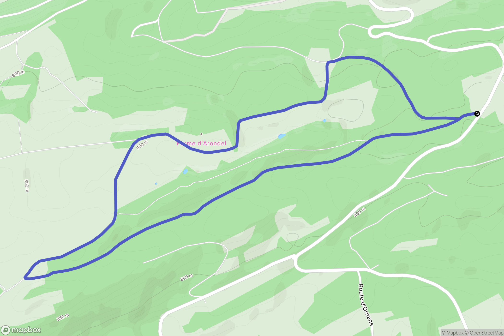 Amathay-Vésigneux : carte du parcours de randonnée - France
