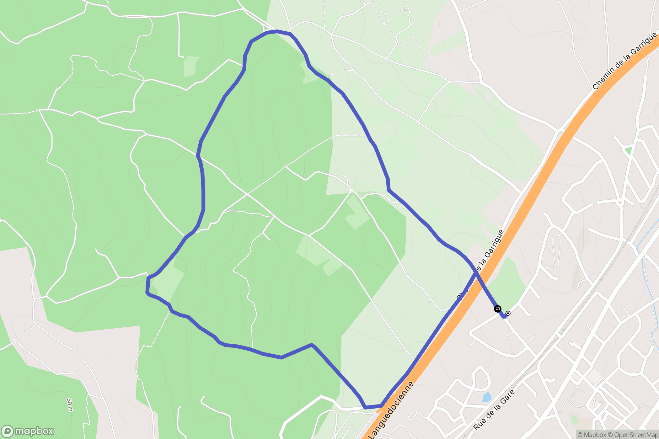 Milhaud : carte du parcours de randonnée - France