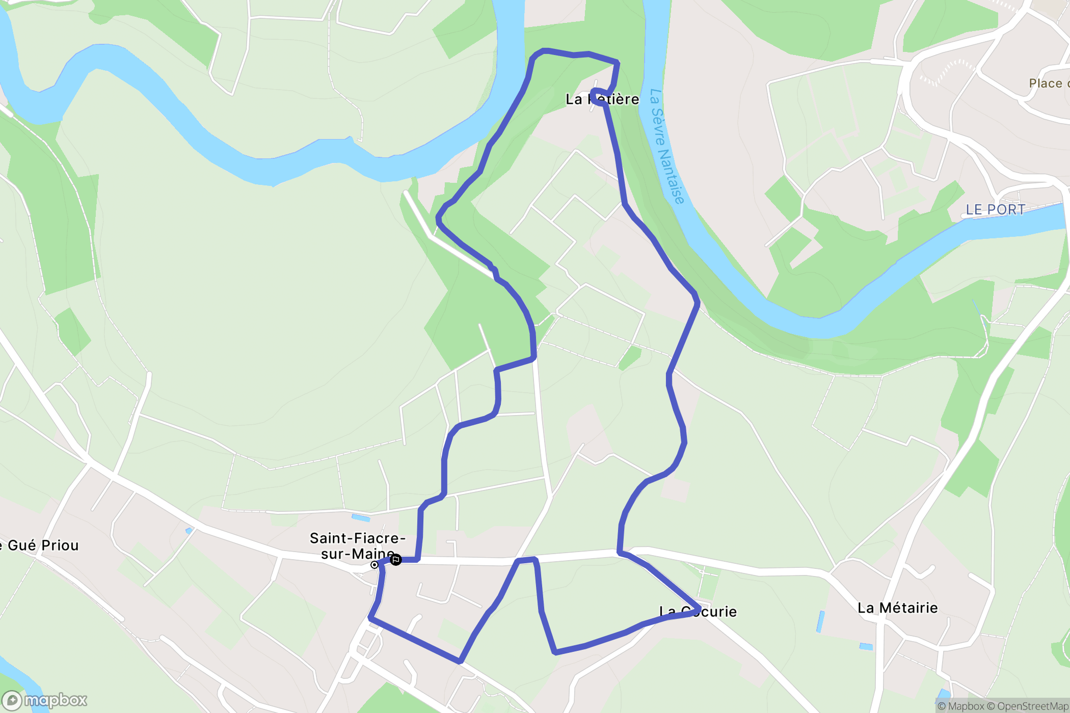 Saint-Fiacre-sur-Maine : carte du parcours de randonnée - France