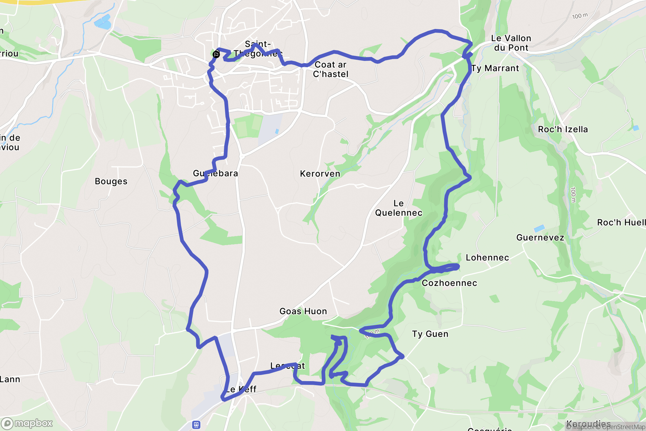 Saint-Thégonnec Loc-Eguiner : carte du parcours de randonnée - France