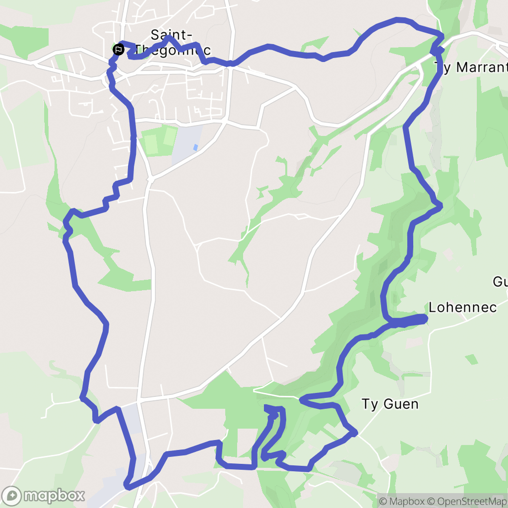 Saint-Thégonnec Loc-Eguiner : carte du parcours de randonnée - France