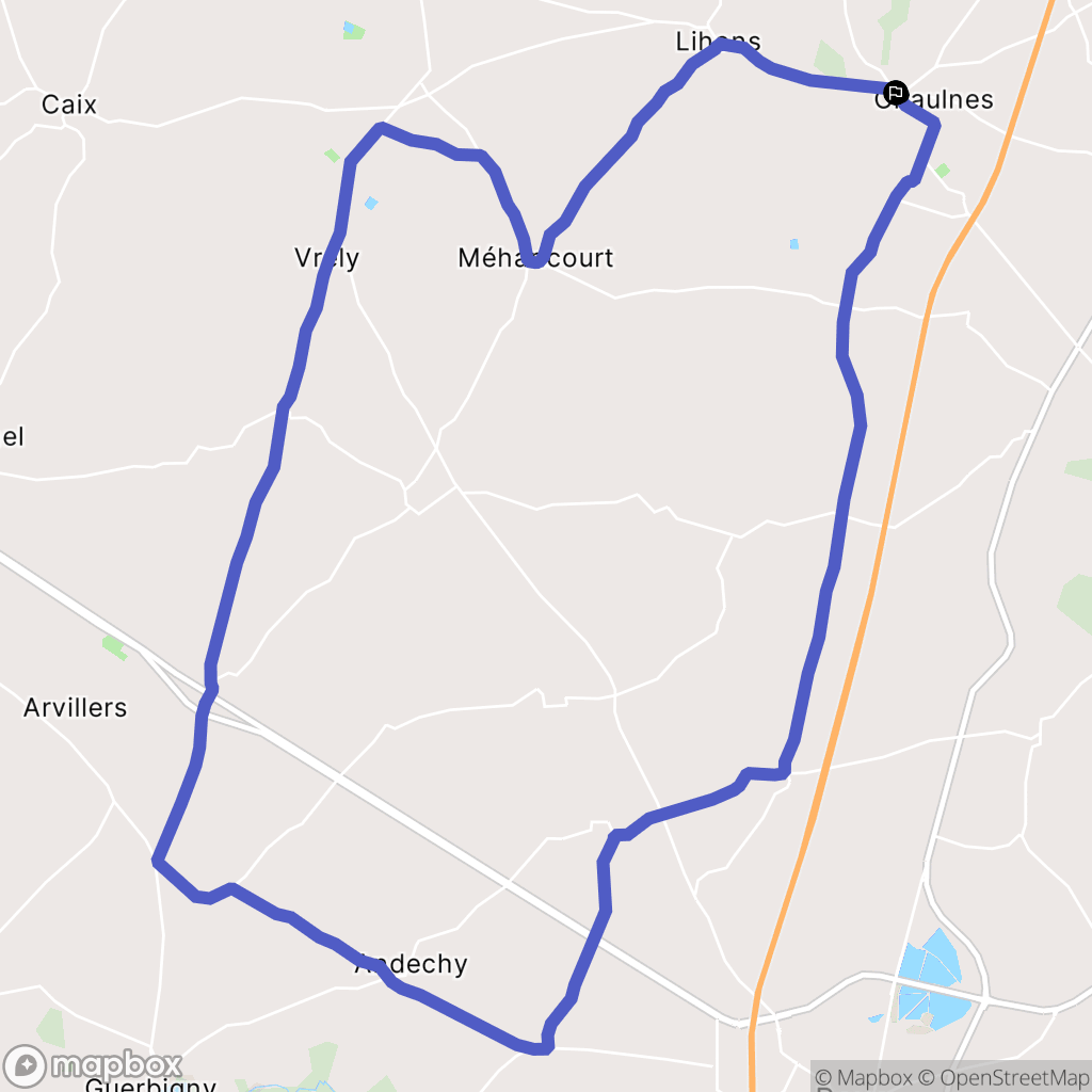 Chaulnes : carte du parcours de randonnée - France
