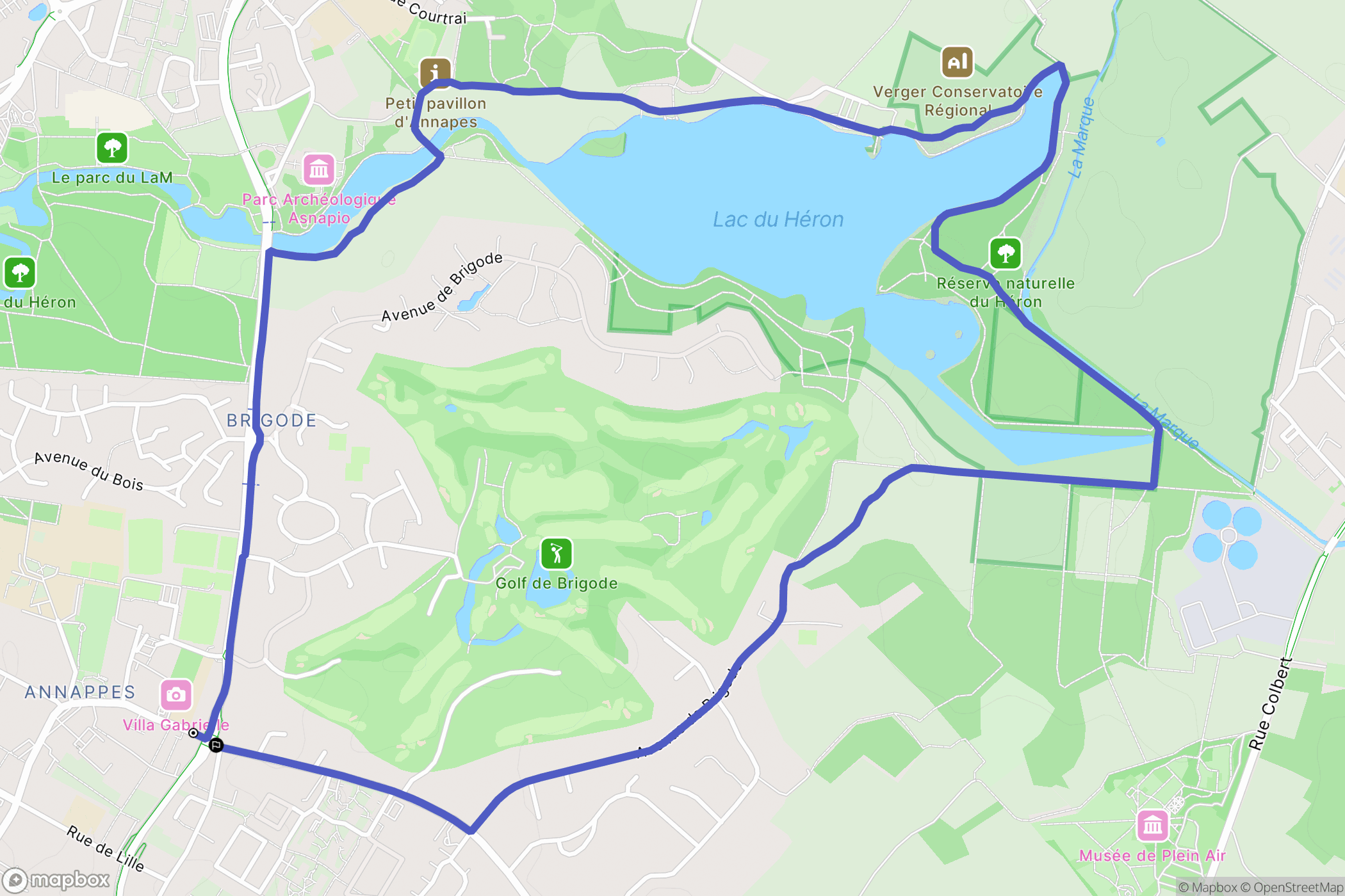 Villeneuve-d'Ascq : carte du parcours de randonnée - France