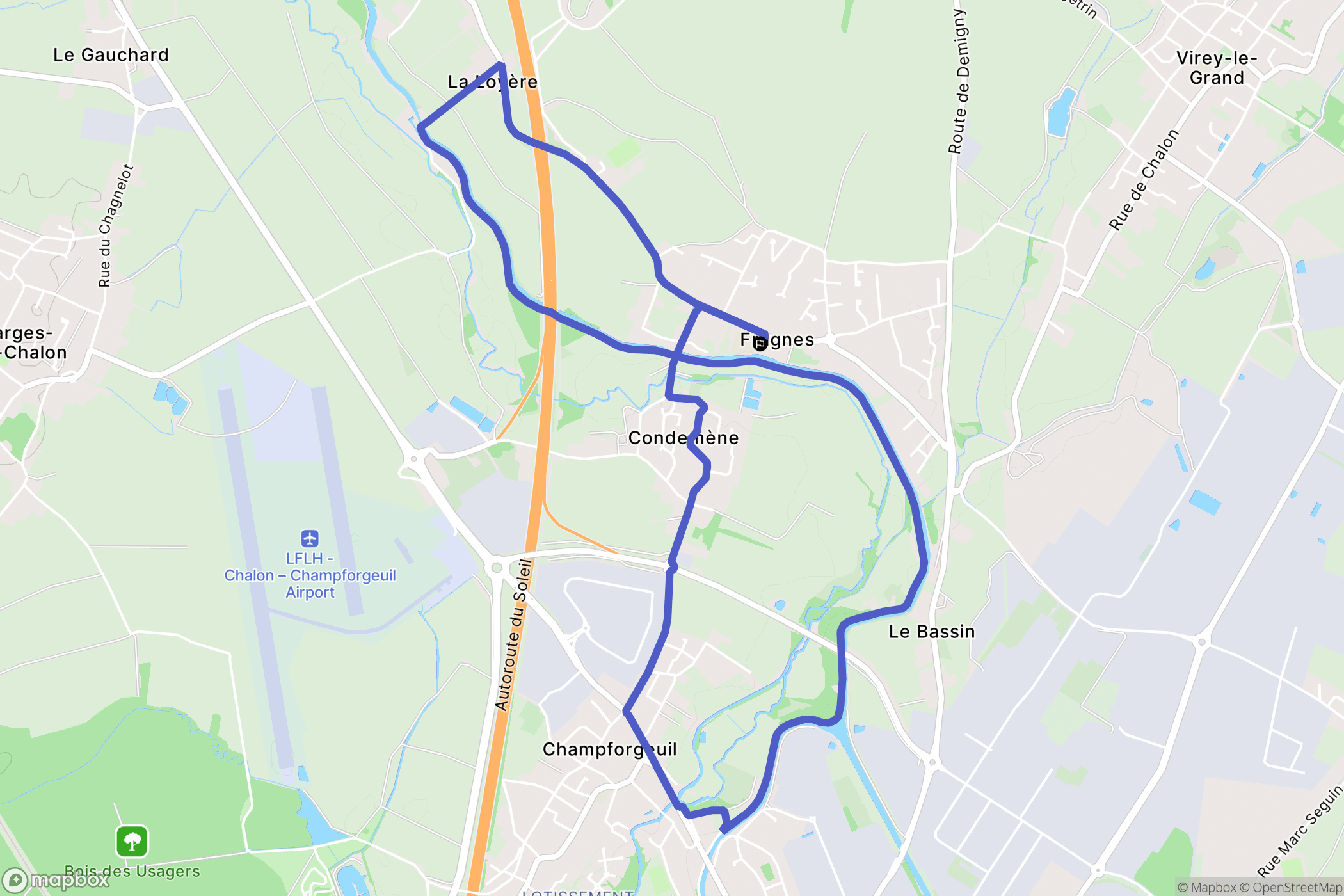 Fragnes-la-Loyère : carte du parcours de randonnée - France