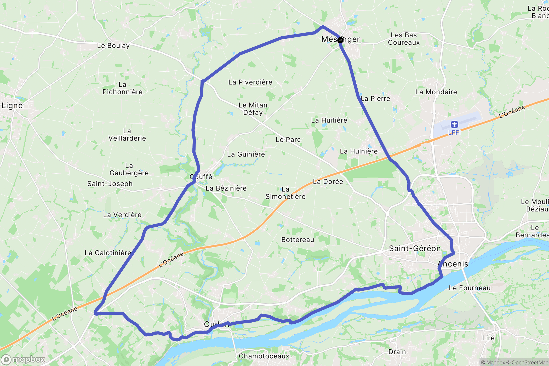 Mésanger : carte du parcours de randonnée - France