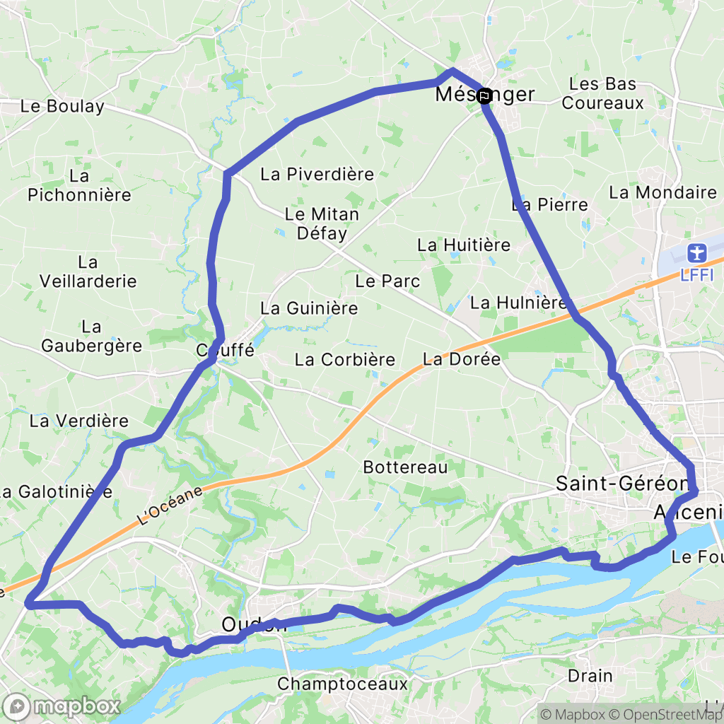 Mésanger : carte du parcours de randonnée - France