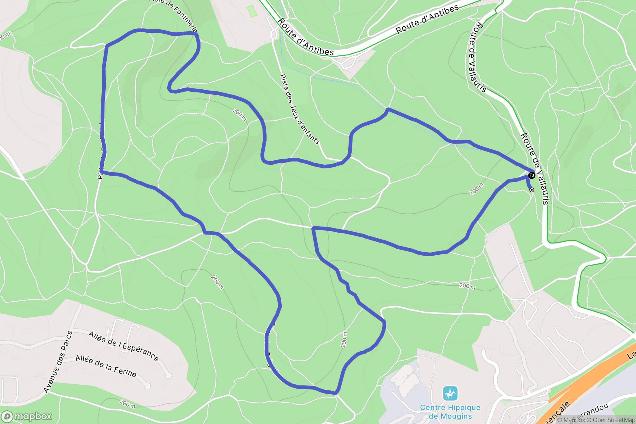 Mougins : carte du parcours de randonnée - France