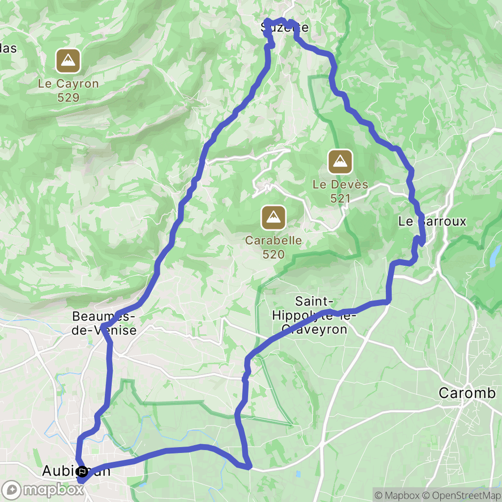 Aubignan : carte du parcours de randonnée - France