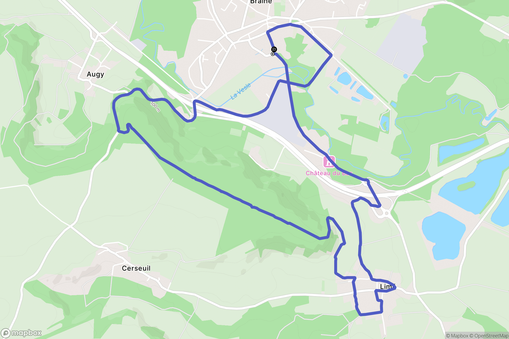 Braine : carte du parcours de randonnée - France