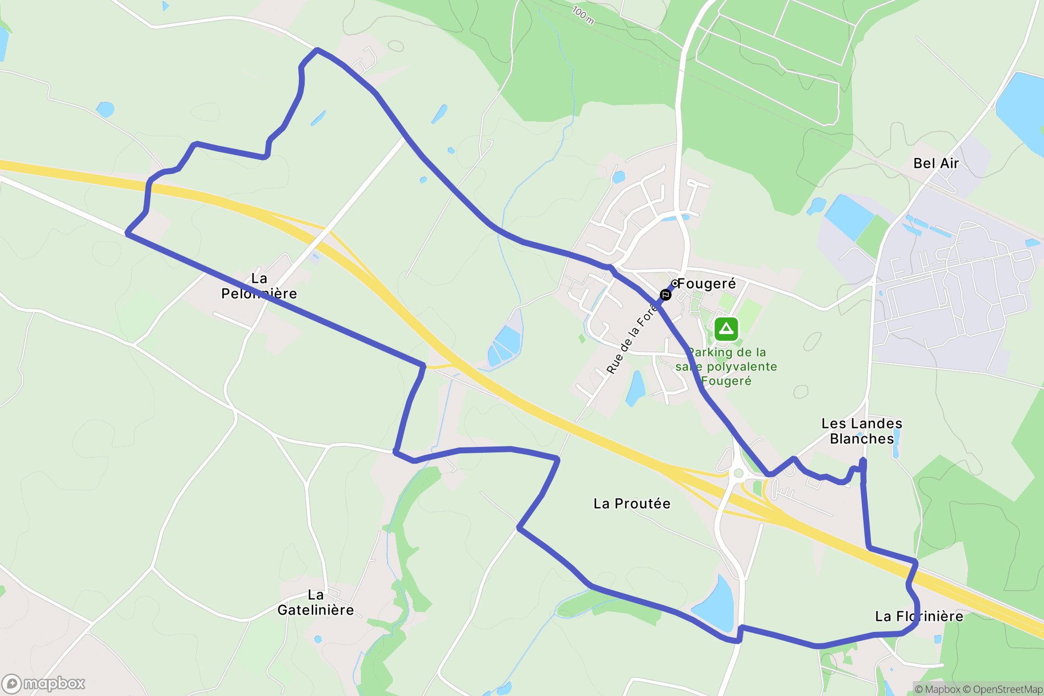 Fougeré : carte du parcours de randonnée - France