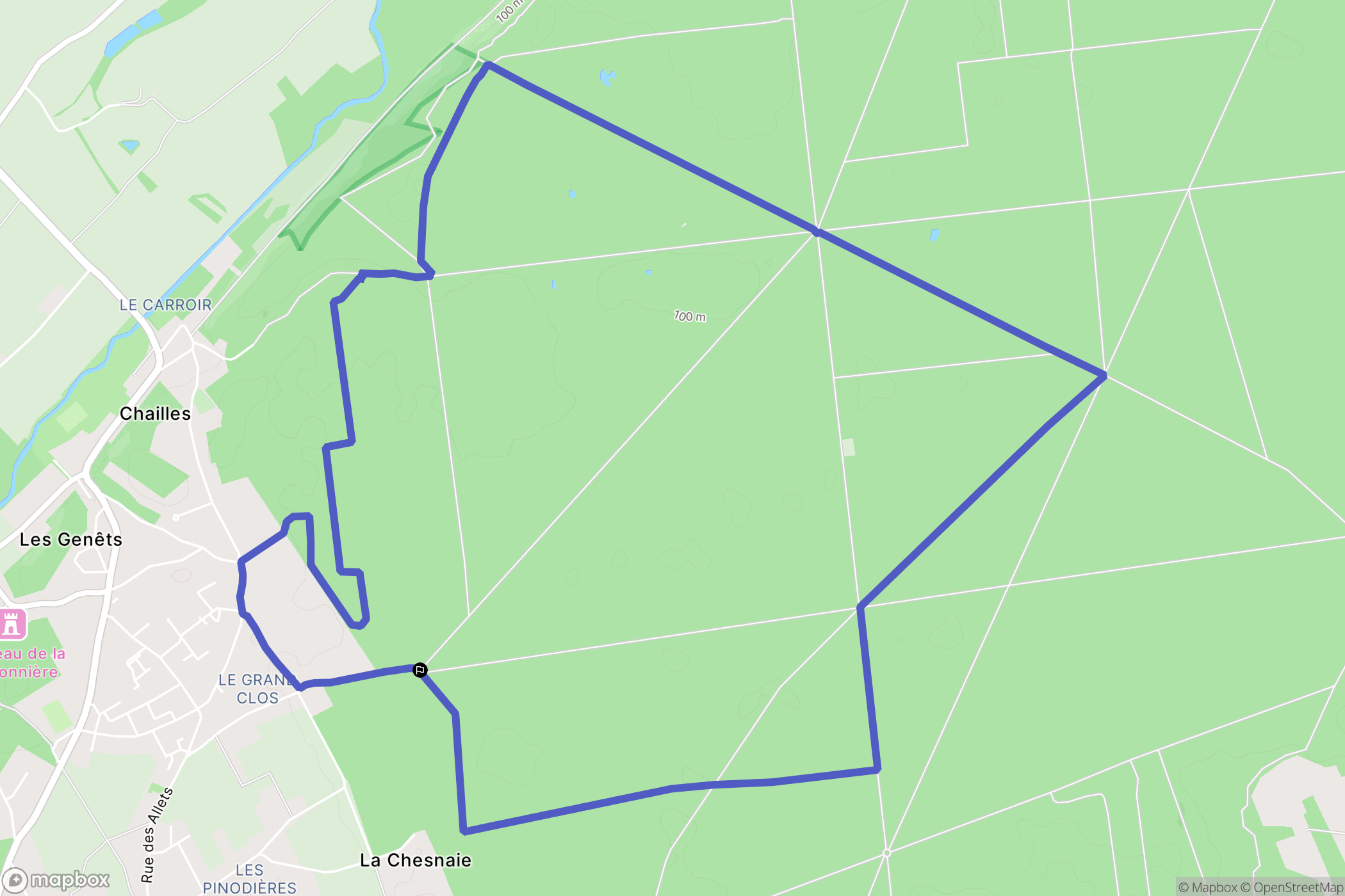 Chailles : carte du parcours de randonnée - France