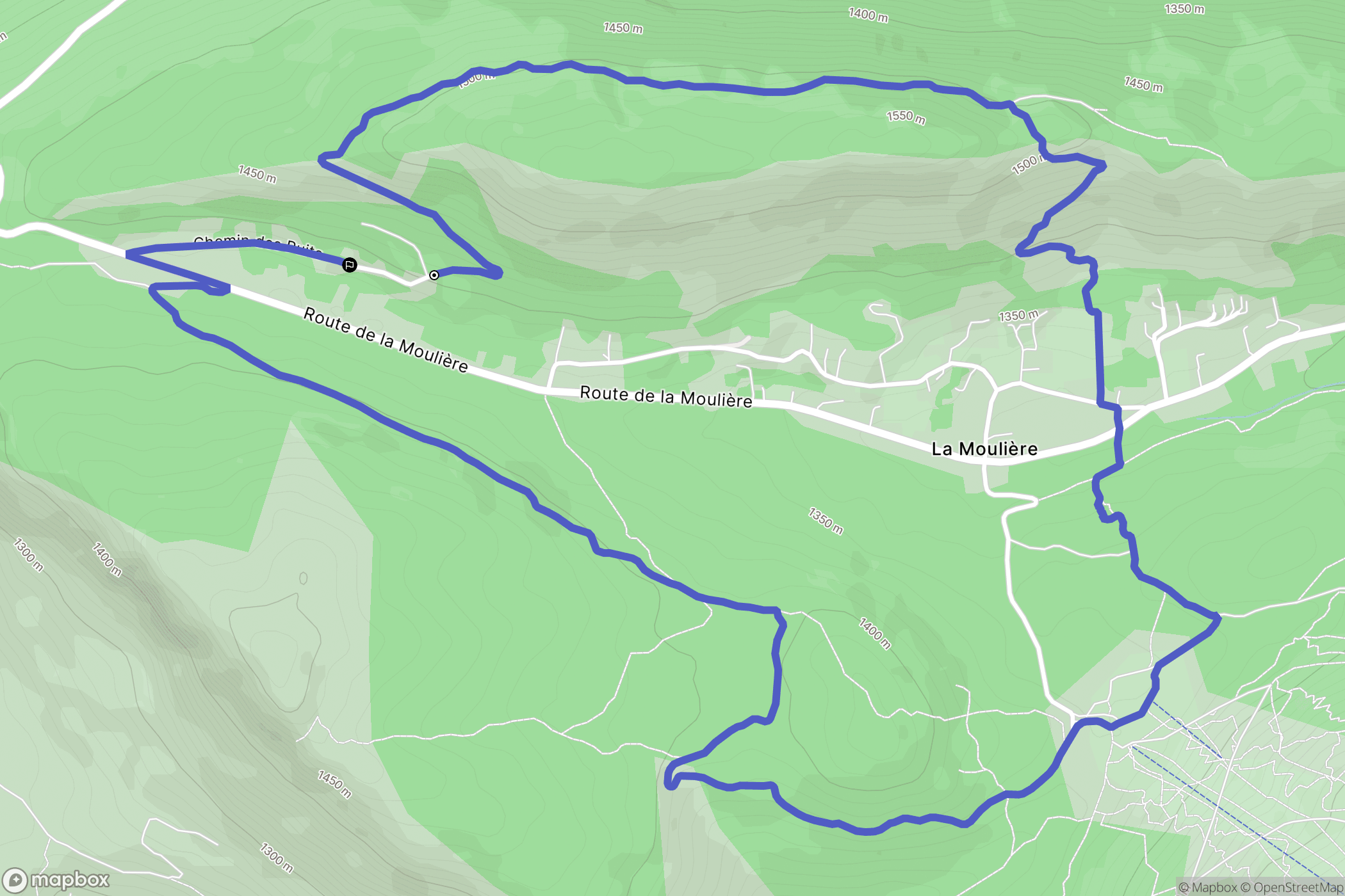 Caille : carte du parcours de randonnée - France