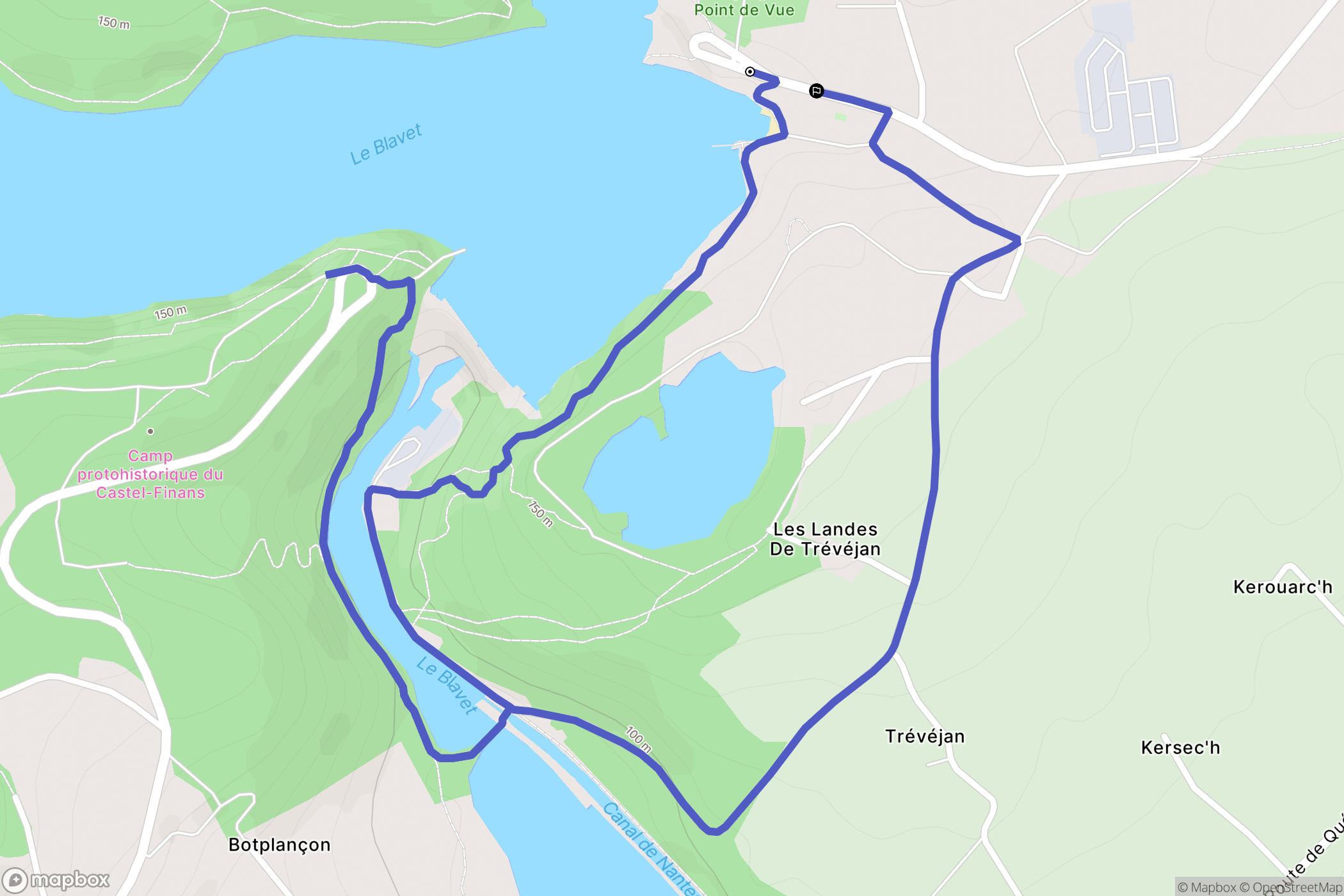 Guerlédan : carte du parcours de randonnée - France