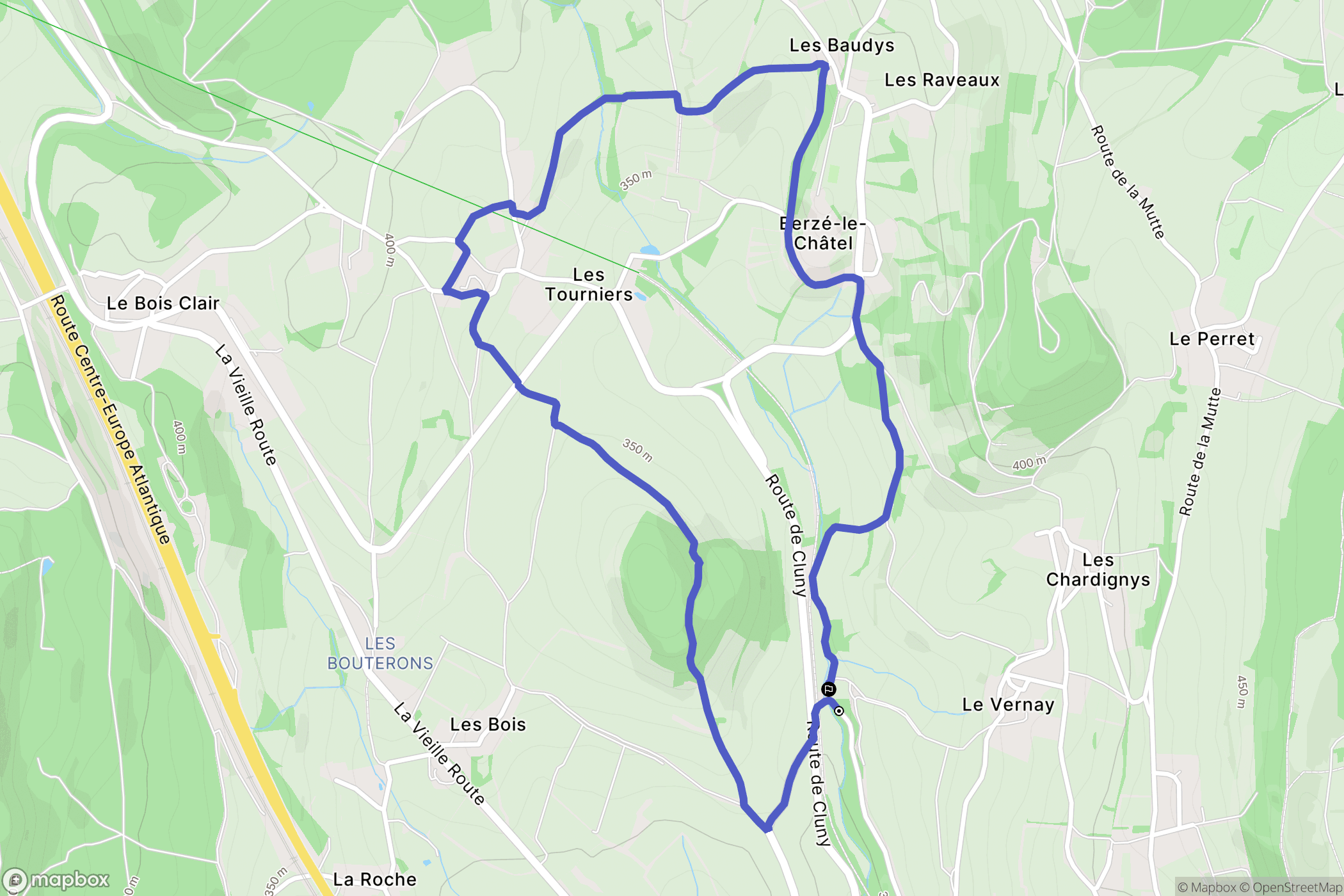 Berzé-la-Ville : carte du parcours de randonnée - France