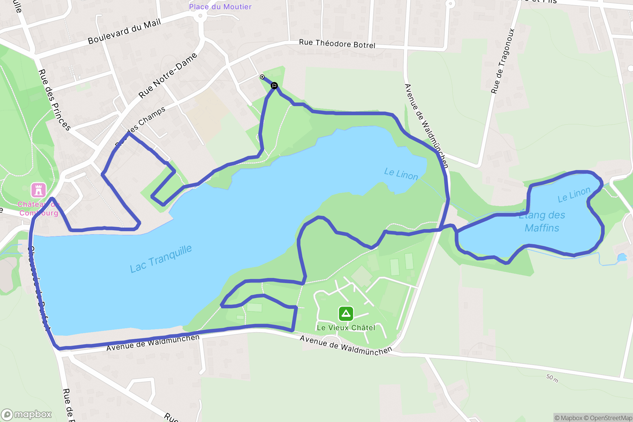 Combourg : carte du parcours de randonnée - France
