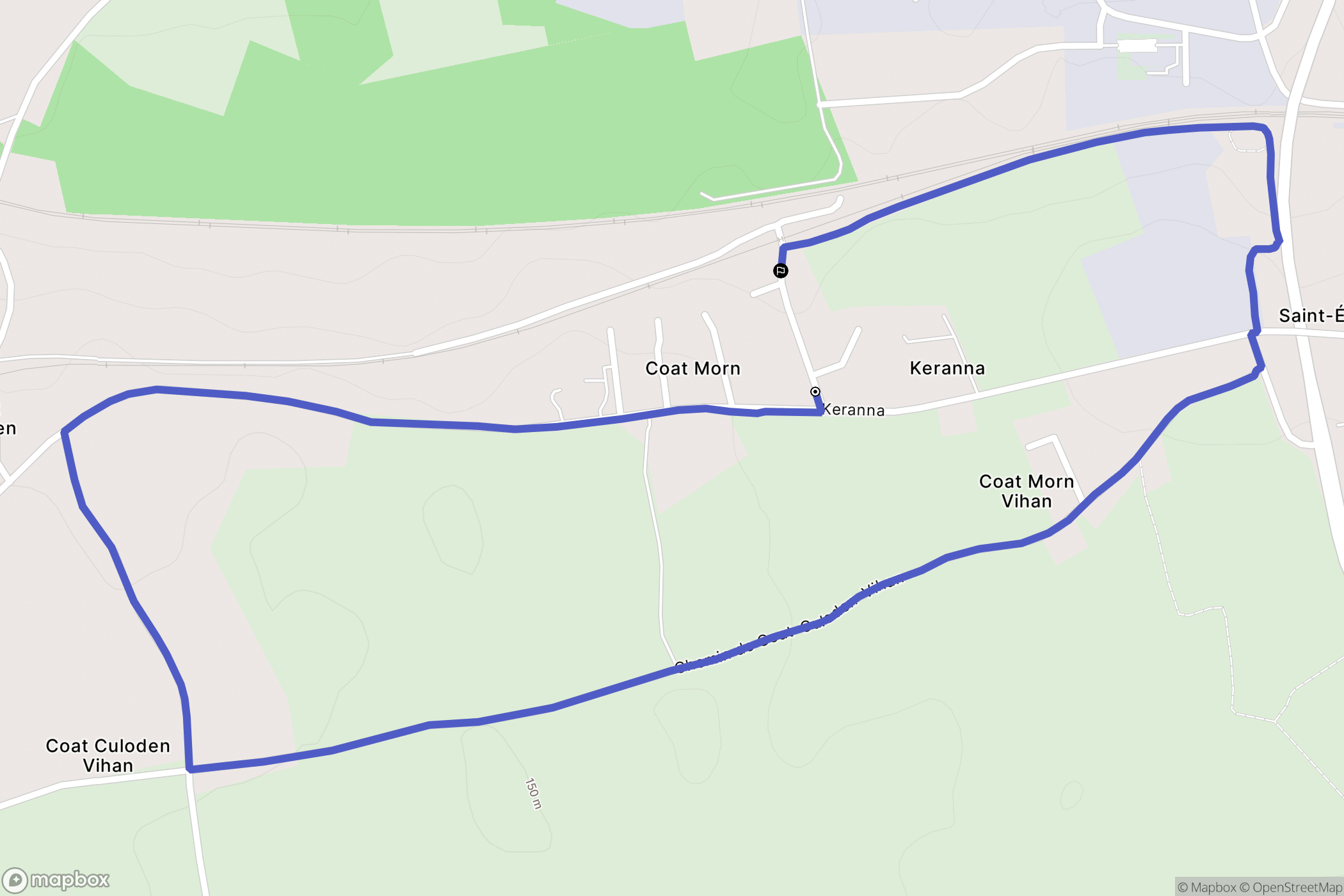 Rosporden : carte du parcours de randonnée - France