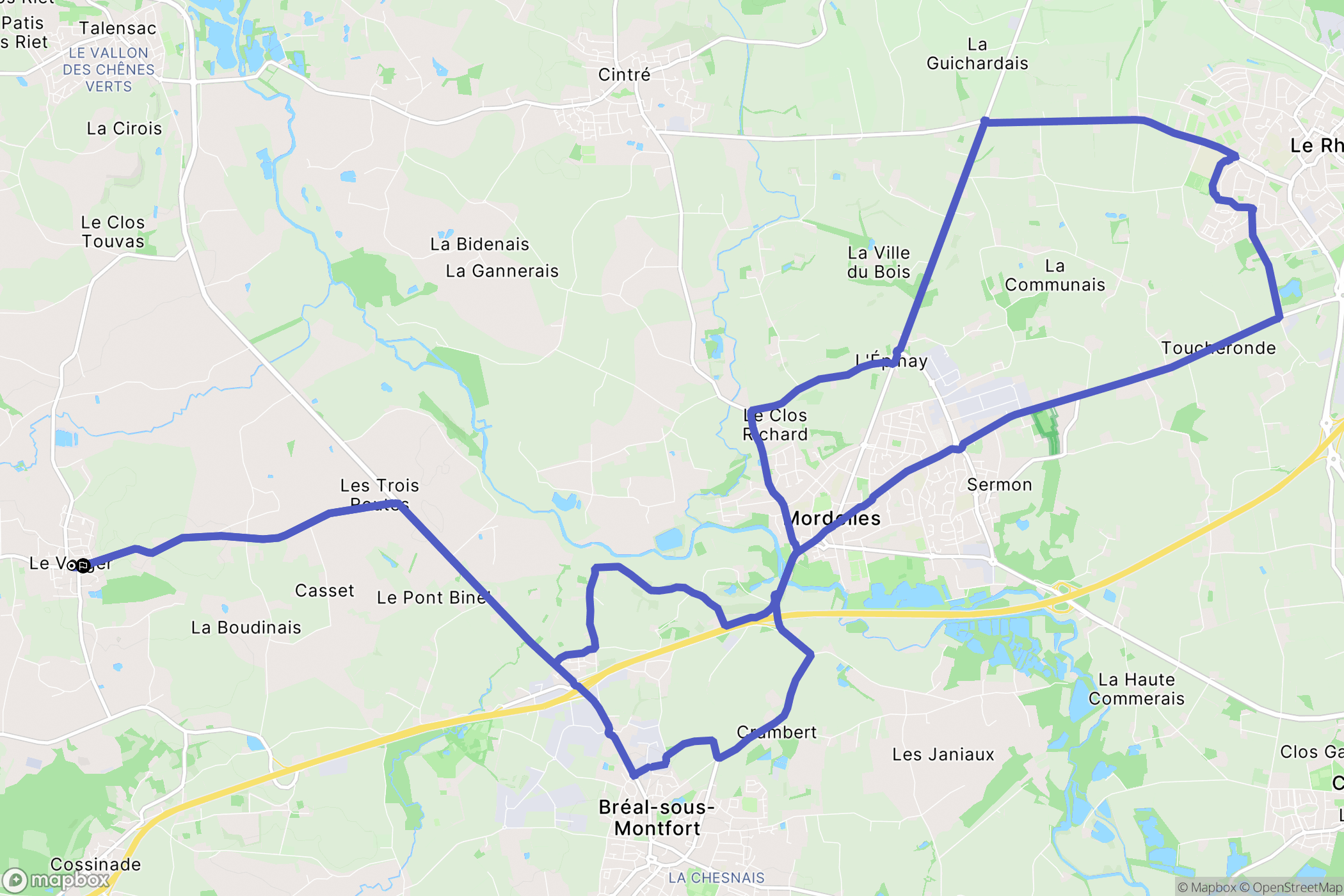 Le Verger : carte du parcours de randonnée - France