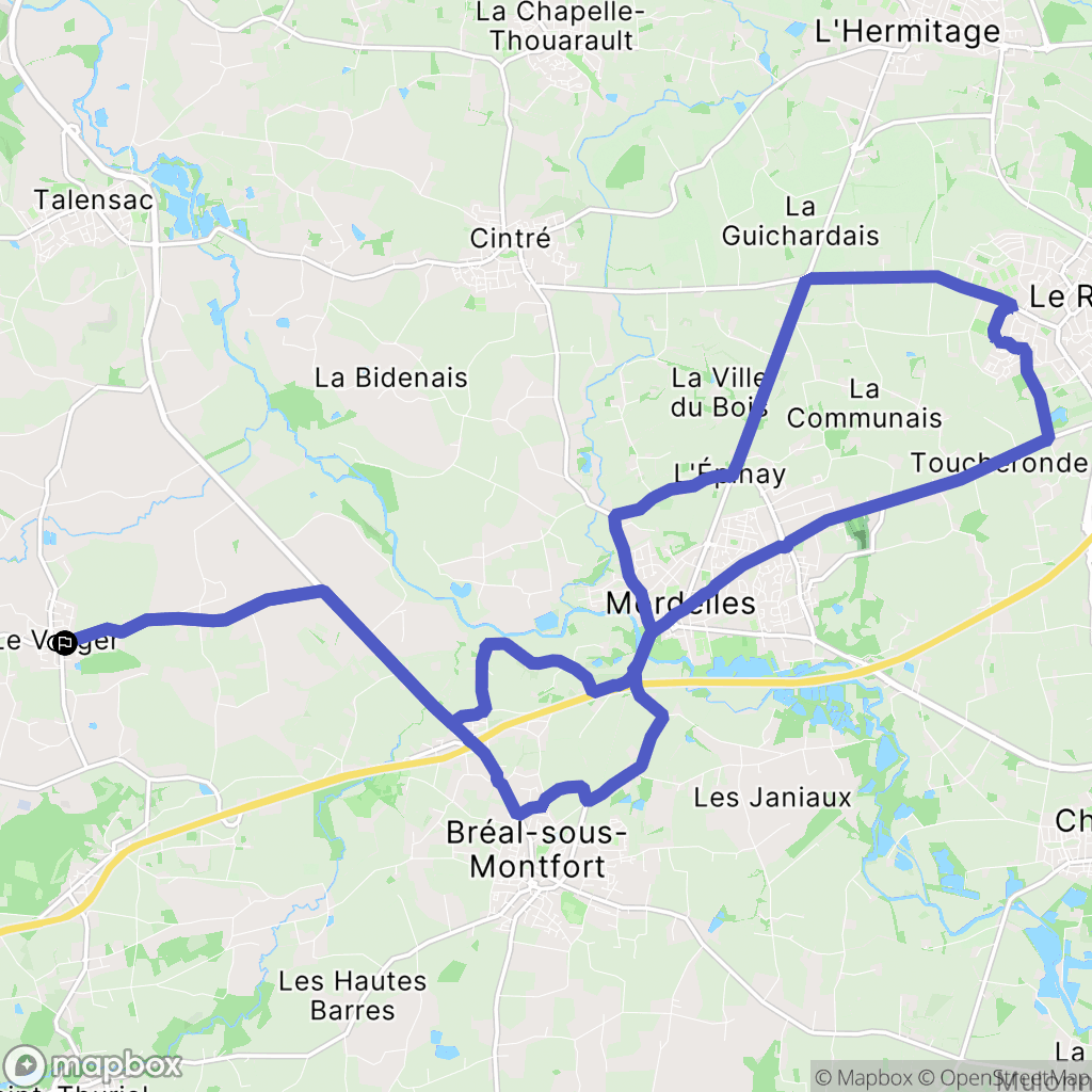 Le Verger : carte du parcours de randonnée - France