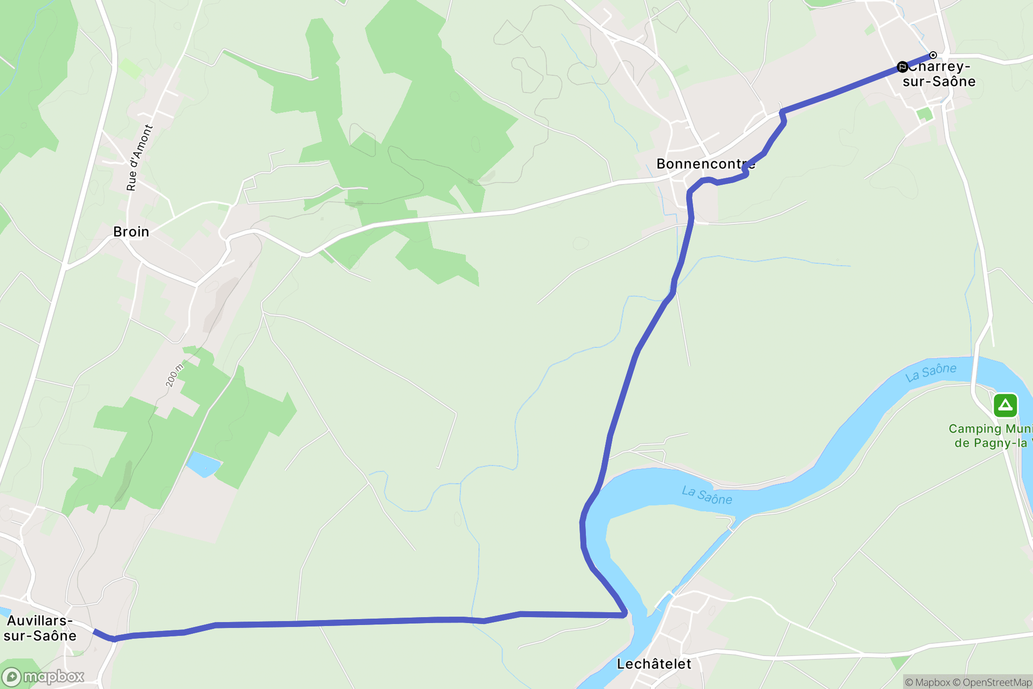 Charrey-sur-Saône : carte du parcours de randonnée - France