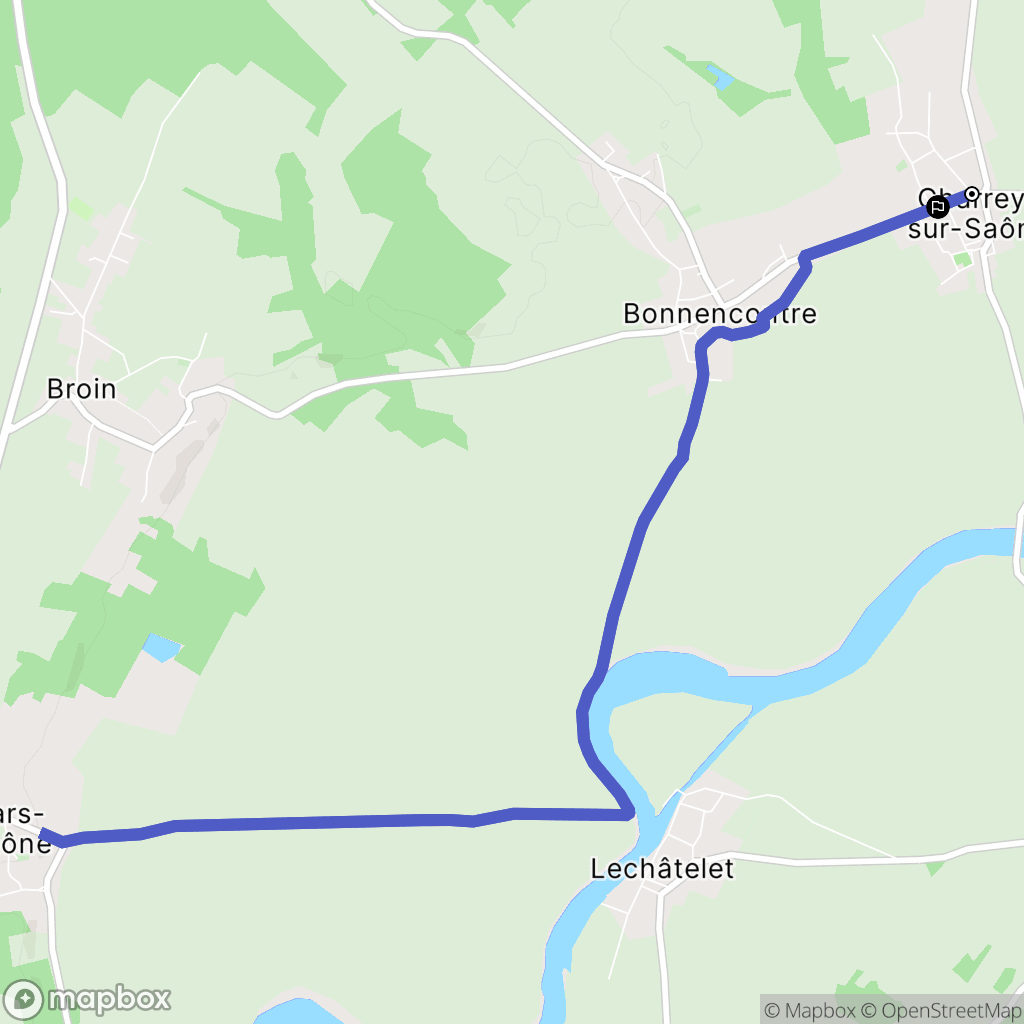 Charrey-sur-Saône : carte du parcours de randonnée - France