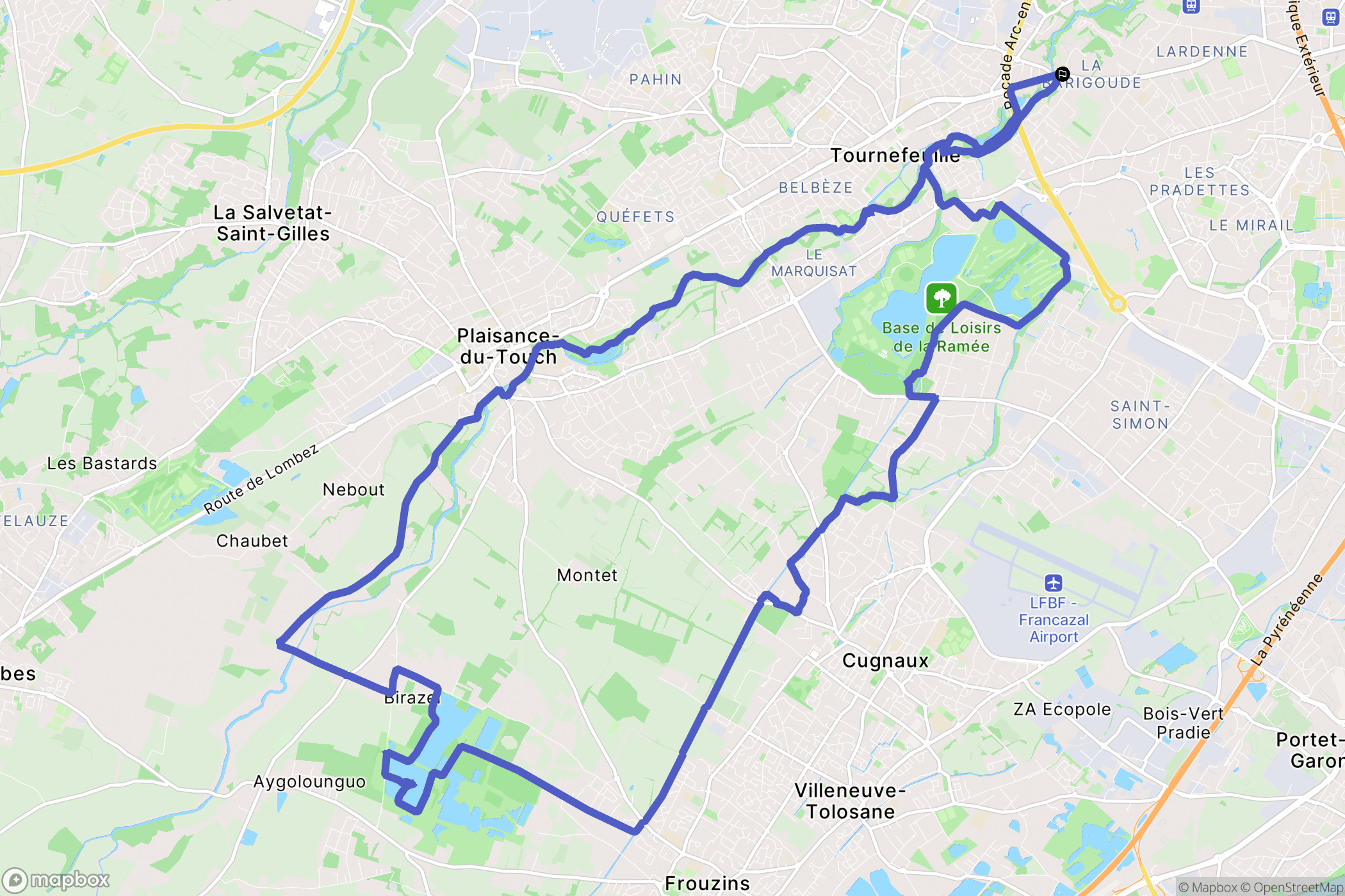 Toulouse : carte du parcours de randonnée - France