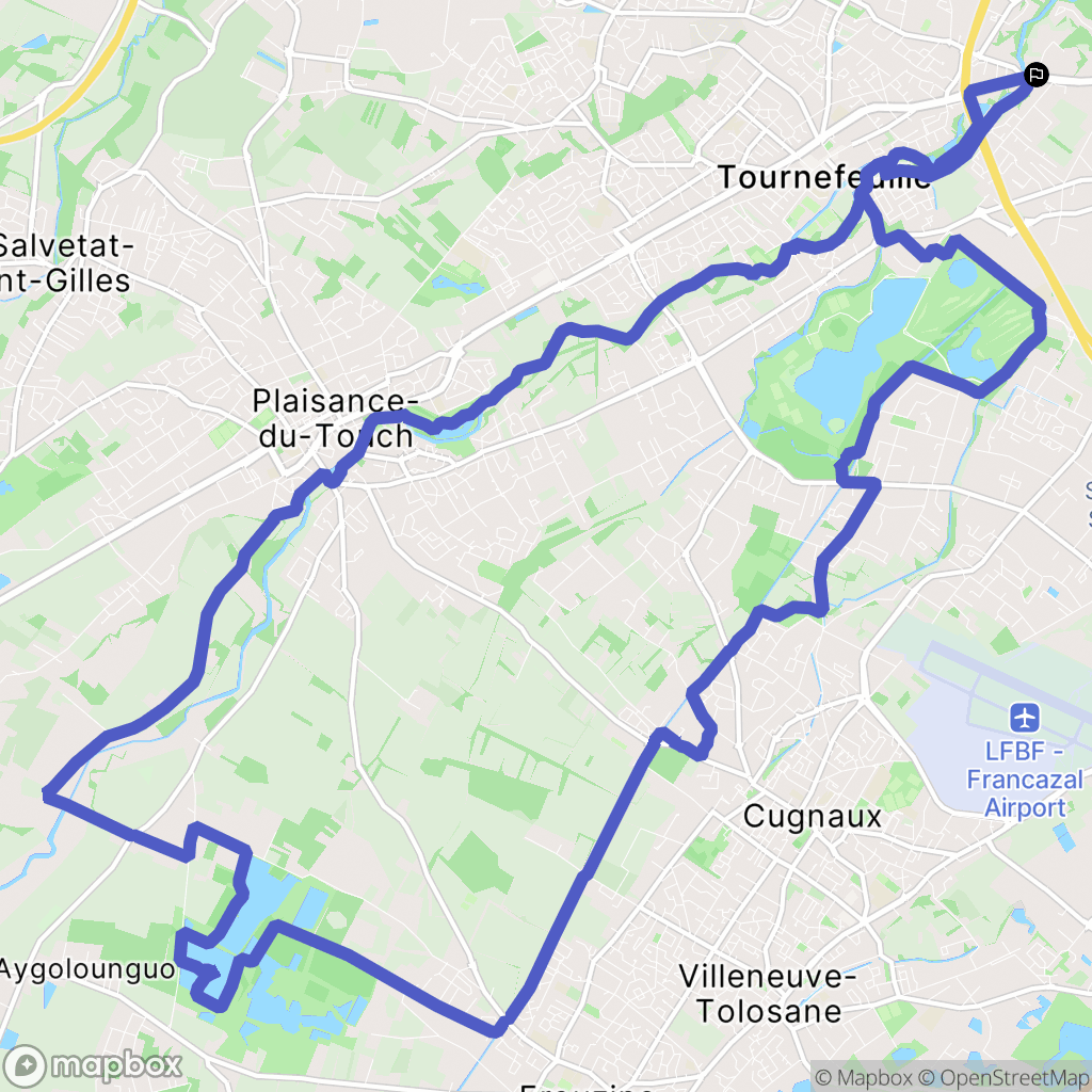 Toulouse : carte du parcours de randonnée - France