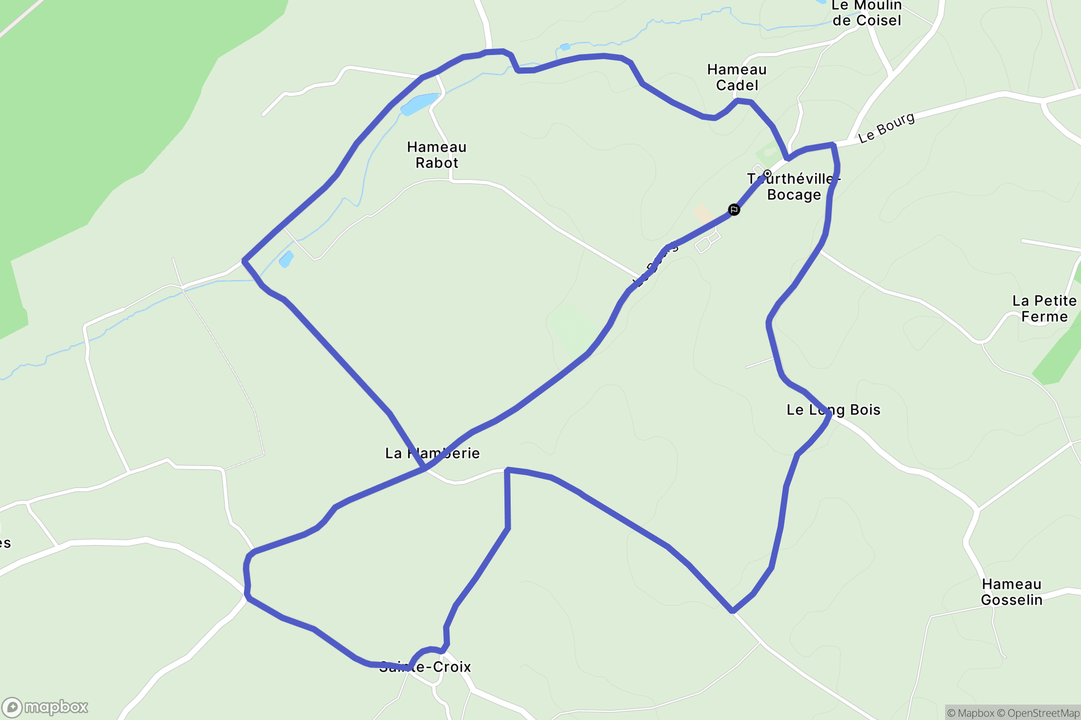 Teurthéville-Bocage : carte du parcours de randonnée - France