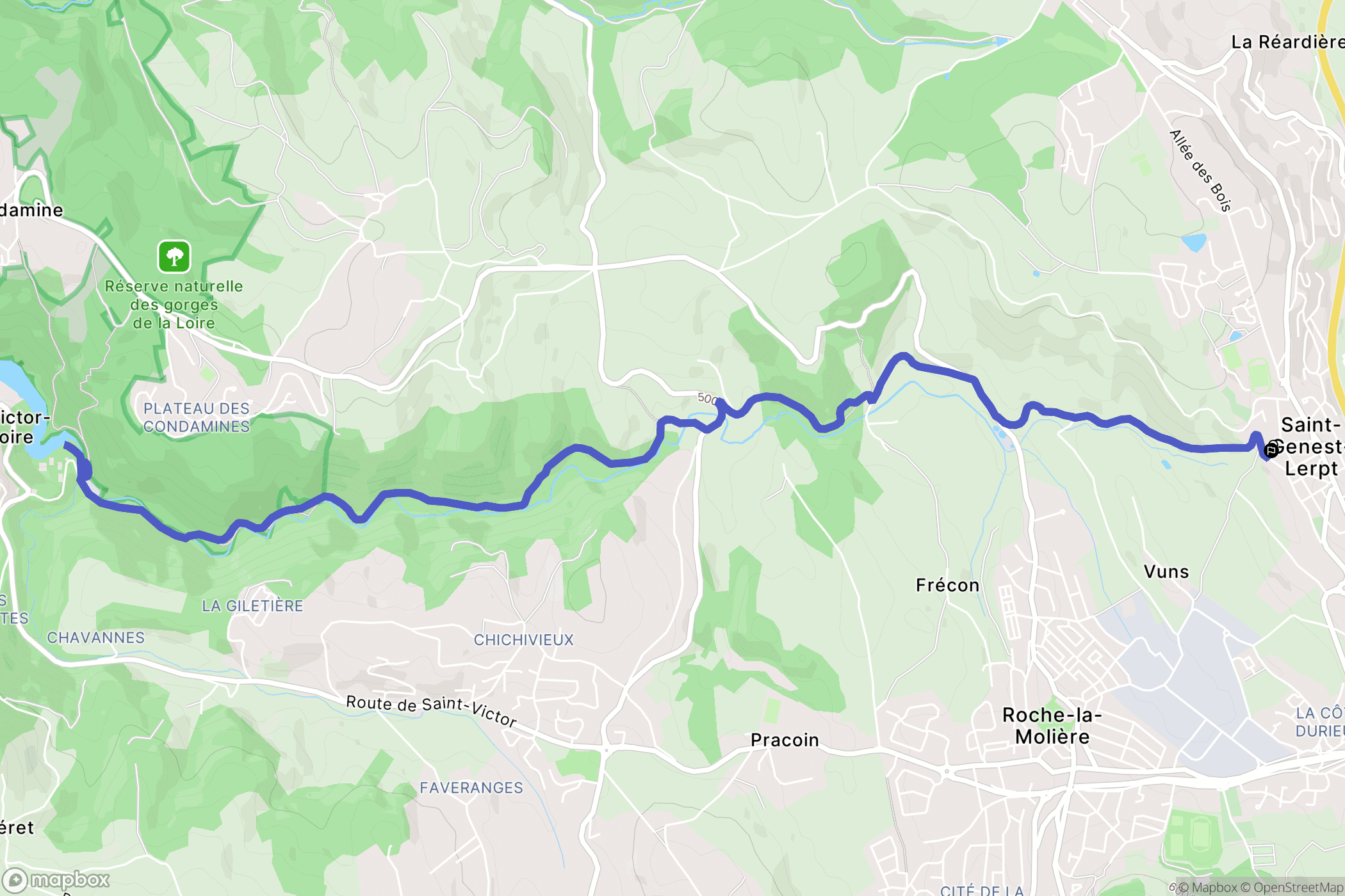 Saint-Genest-Lerpt : carte du parcours de randonnée - France