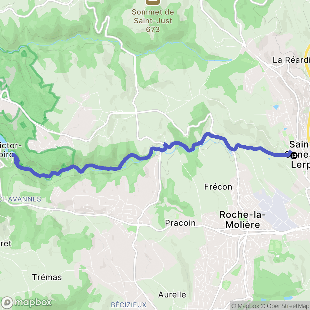 Saint-Genest-Lerpt : carte du parcours de randonnée - France